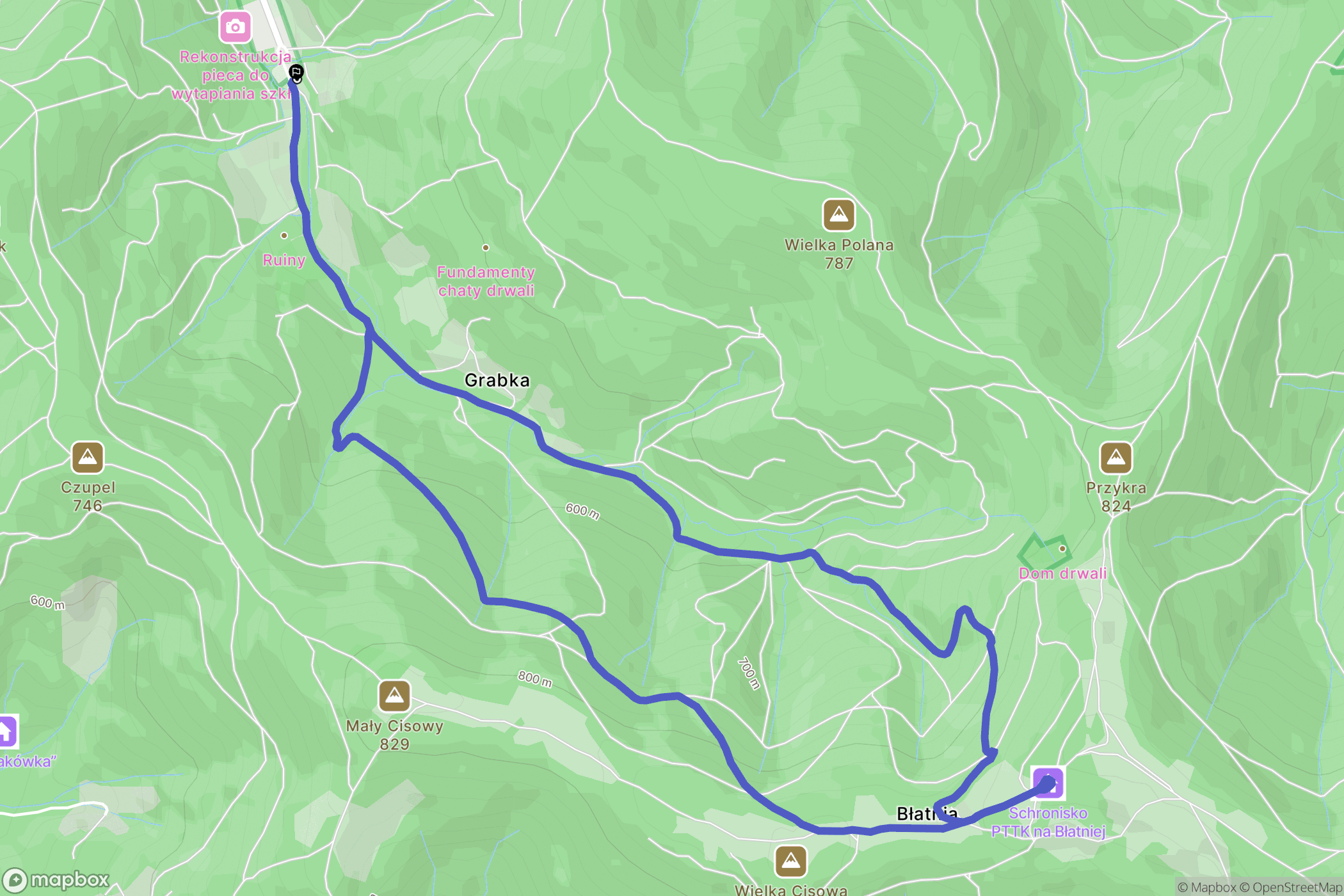 Brenna: mapa trasy - Poland