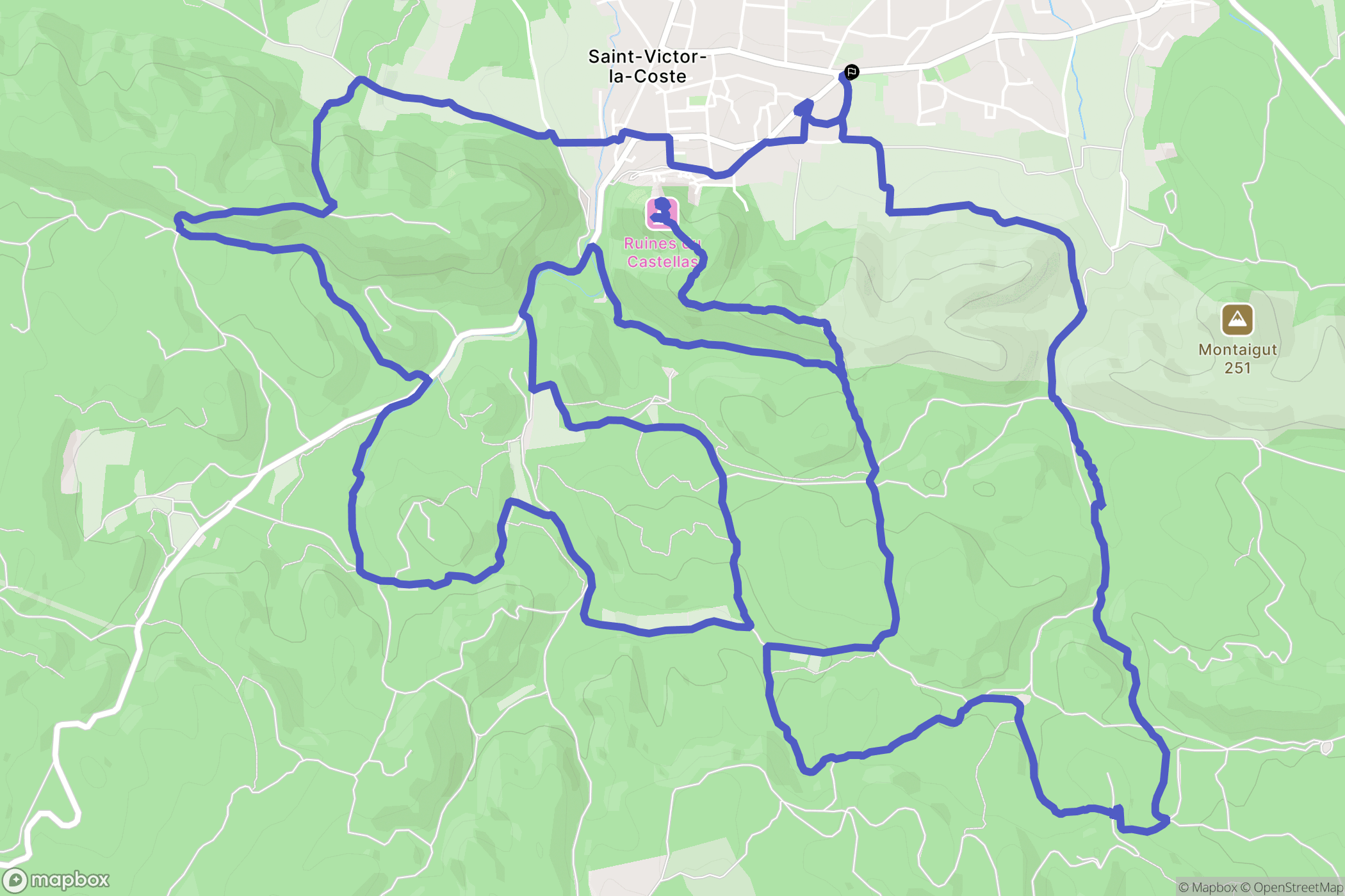 Saint-Victor-la-Coste : carte du parcours de randonnée - France