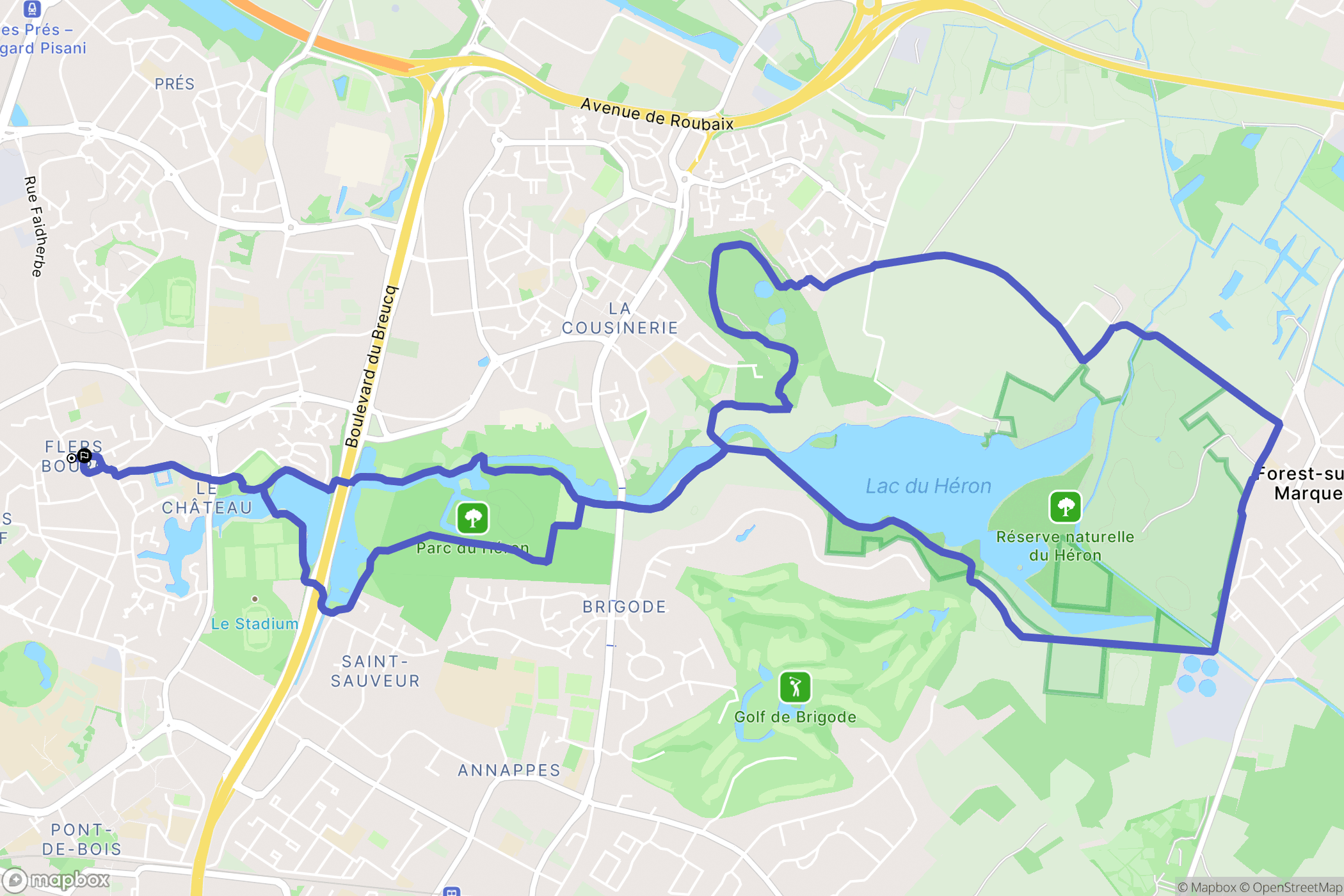 Villeneuve-d'Ascq : carte du parcours de randonnée - France