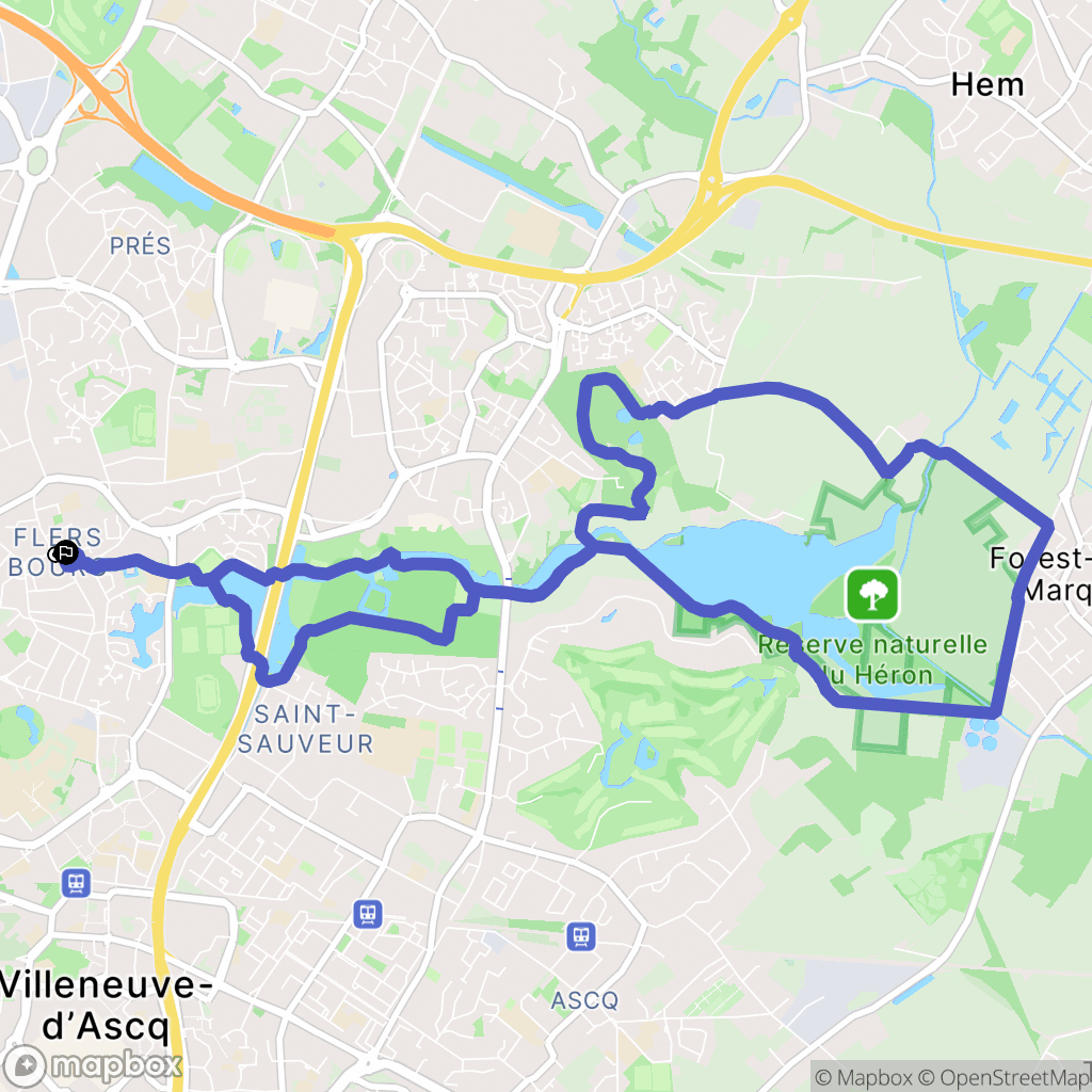Villeneuve-d'Ascq : carte du parcours de randonnée - France