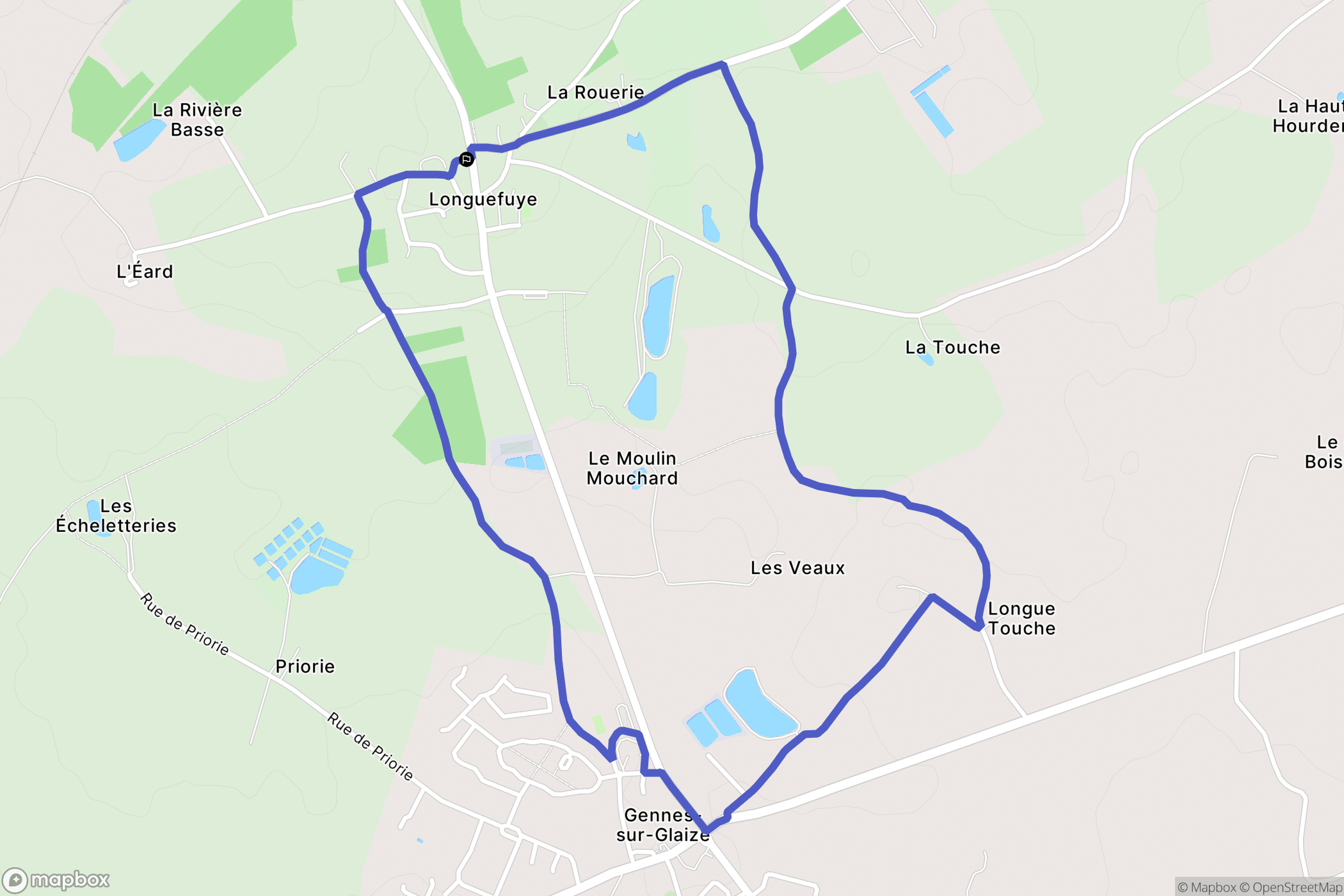 Gennes-Longuefuye : carte du parcours de randonnée - France