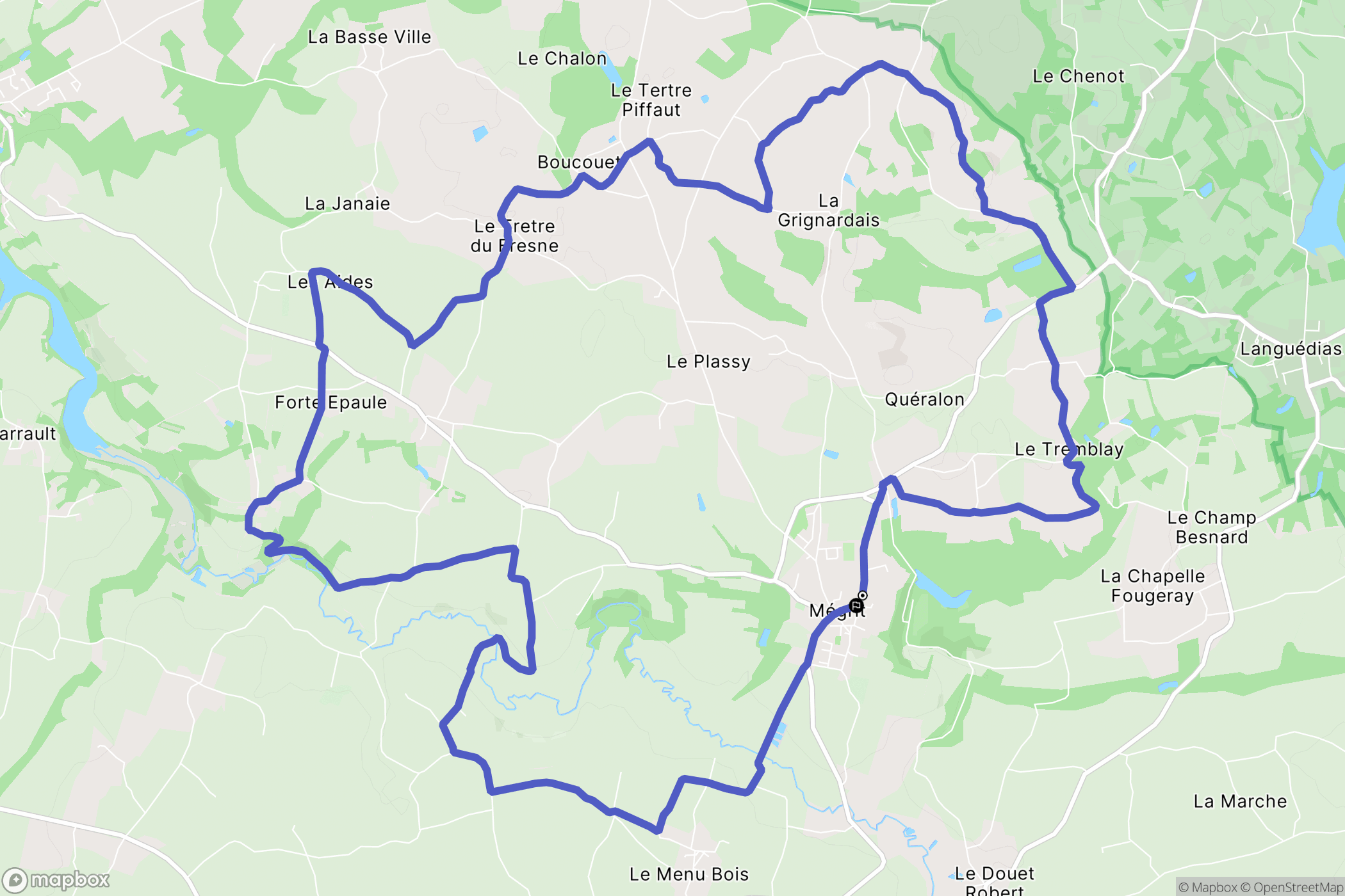 Mégrit : carte du parcours de randonnée - France