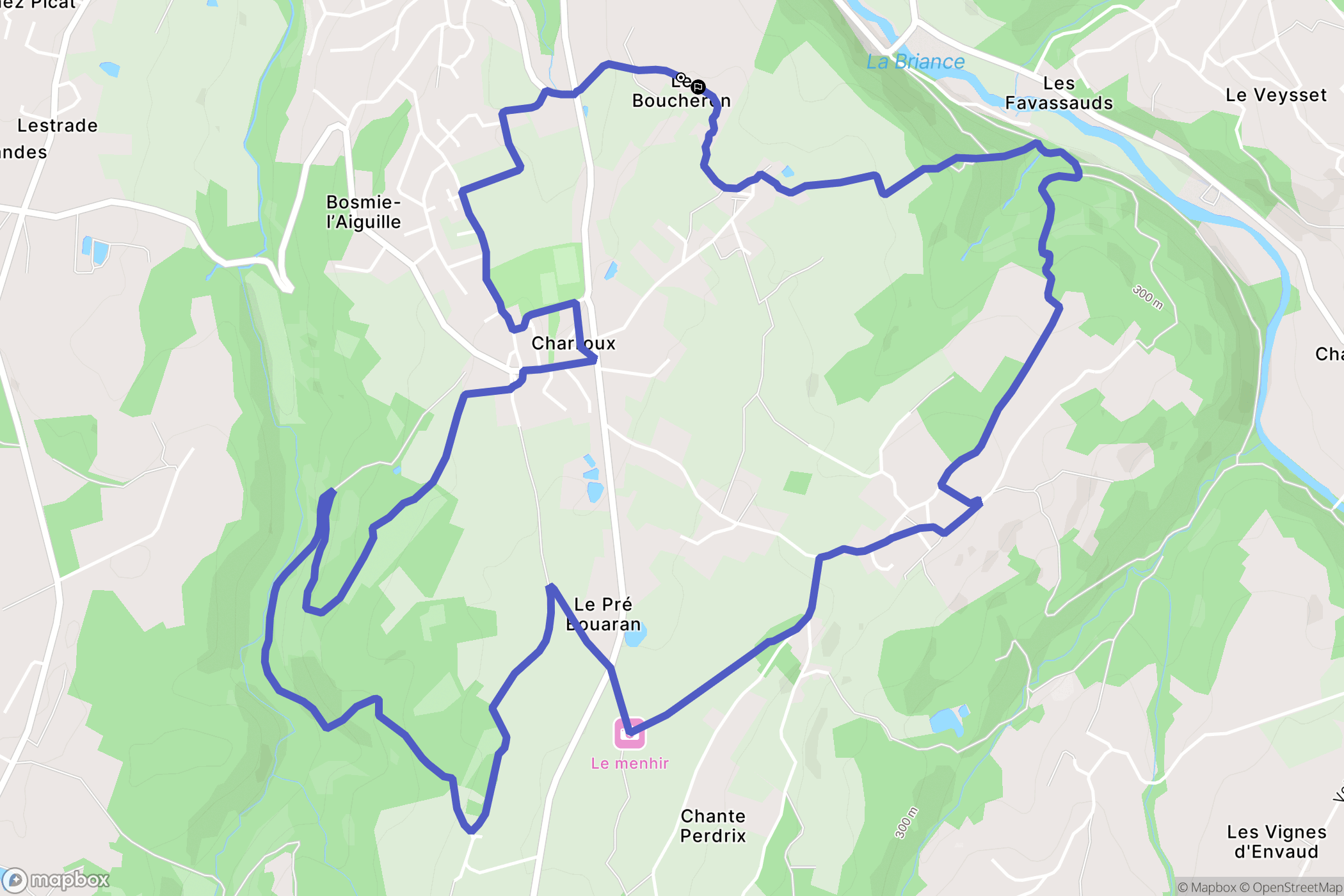 Bosmie-l'Aiguille : carte du parcours de randonnée - France