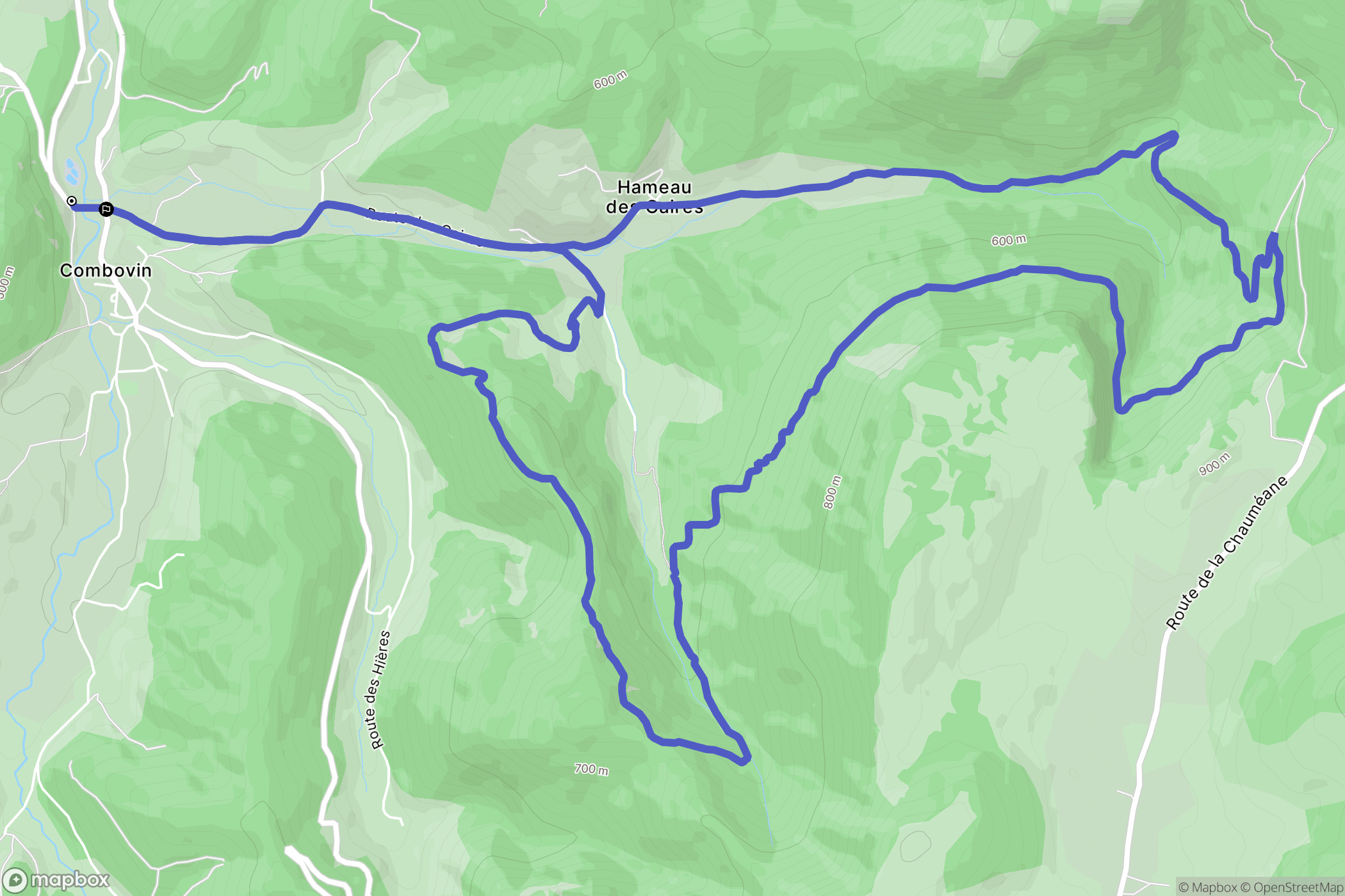 Combovin : carte du parcours de randonnée - France