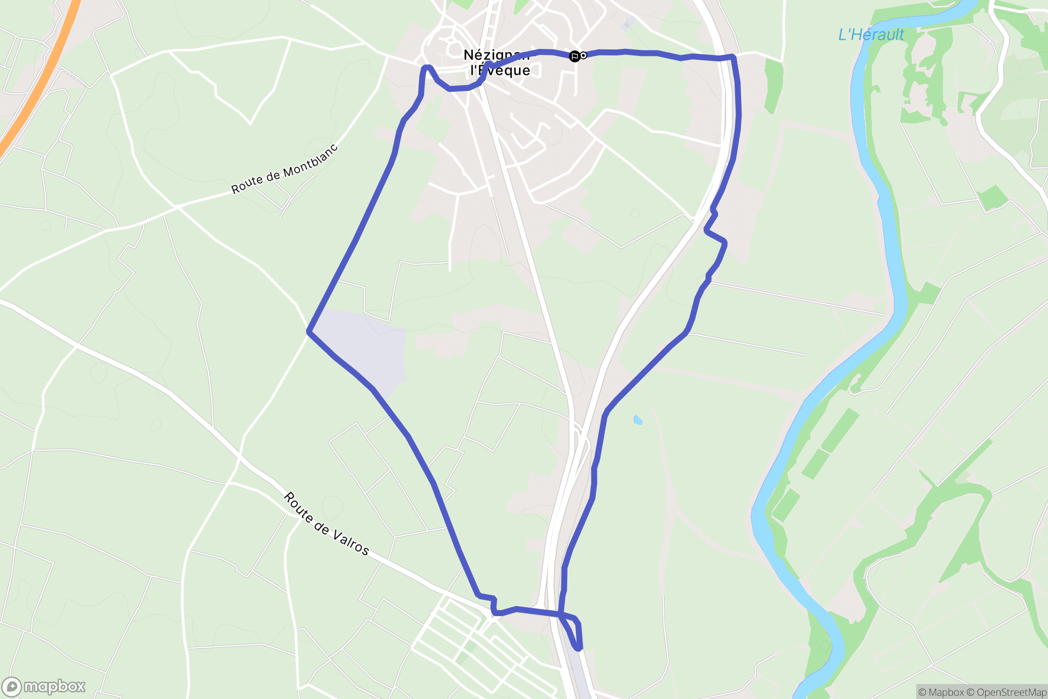 Nézignan-l'Évêque : carte du parcours de randonnée - France
