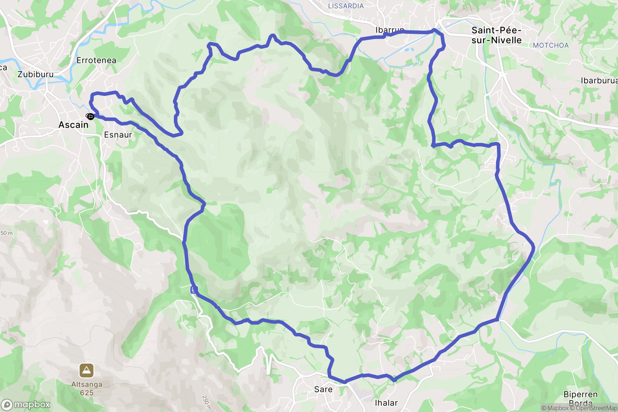 Ascain : carte du parcours de randonnée - France