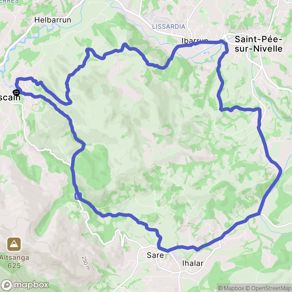 Ascain : carte du parcours de randonnée - France