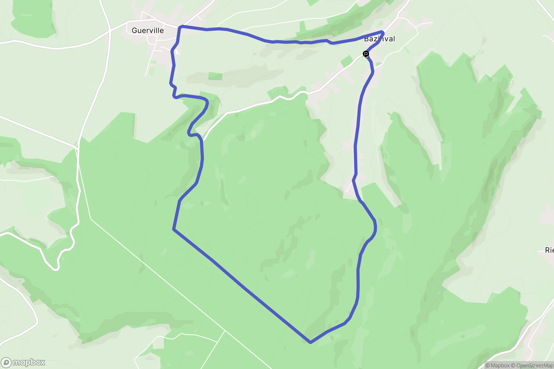 Bazinval : carte du parcours de randonnée - France