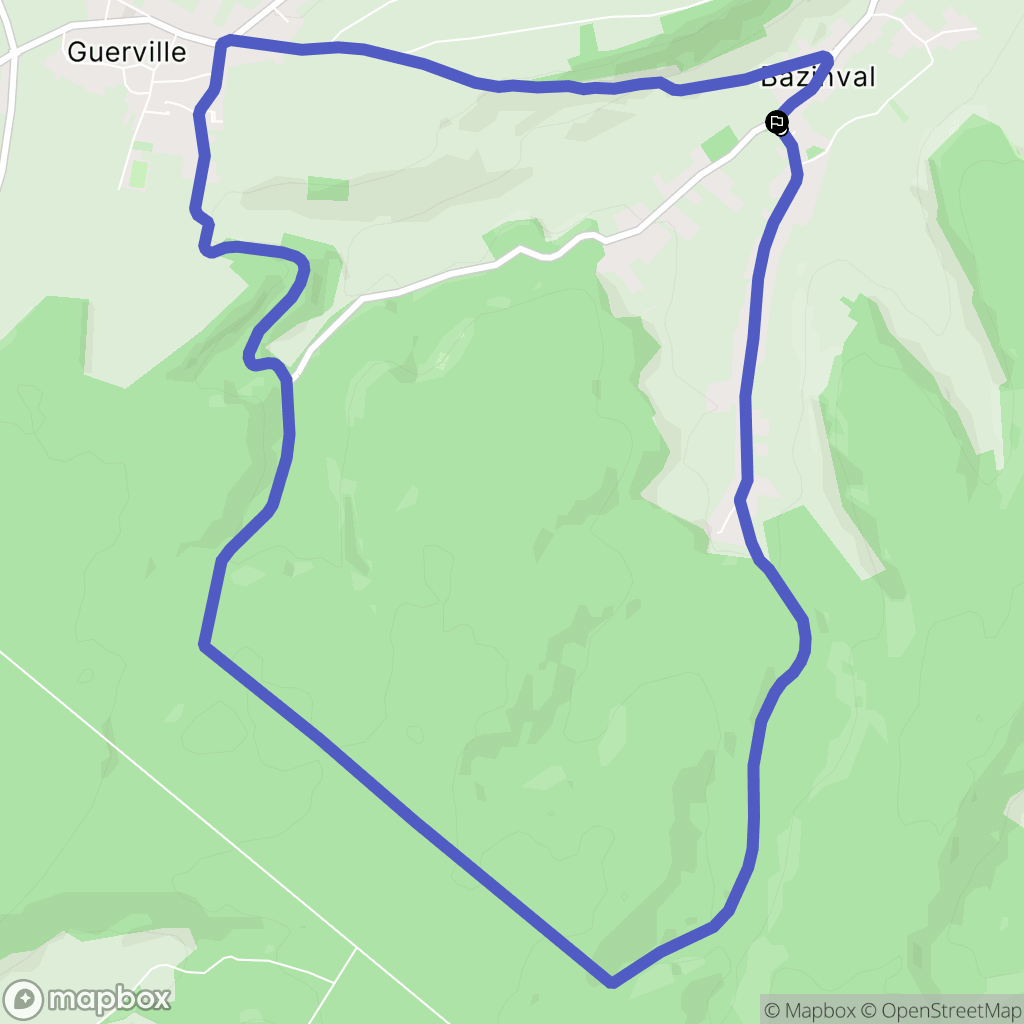 Bazinval : carte du parcours de randonnée - France