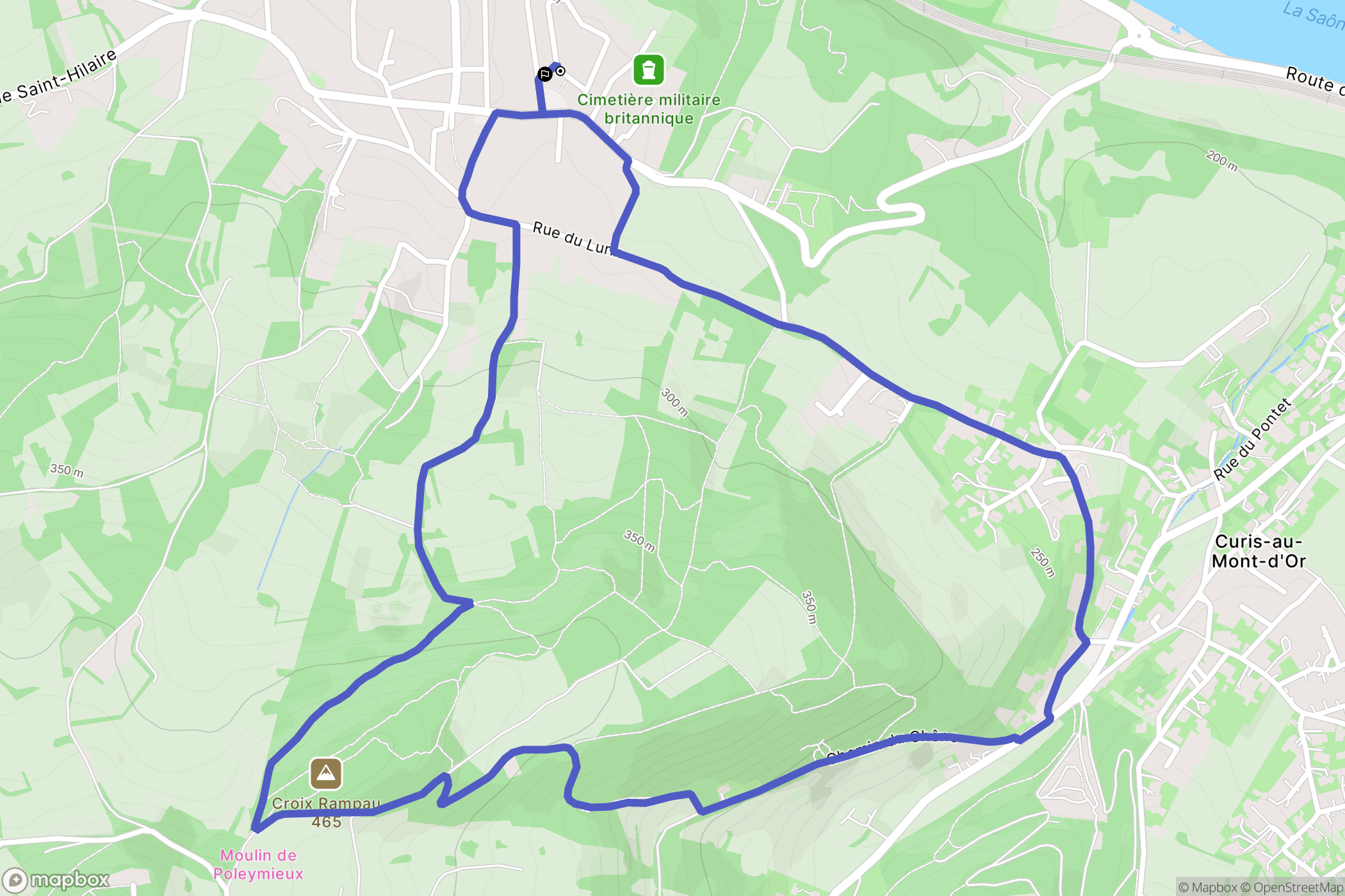 Saint-Germain-au-Mont-d'Or : carte du parcours de randonnée - France