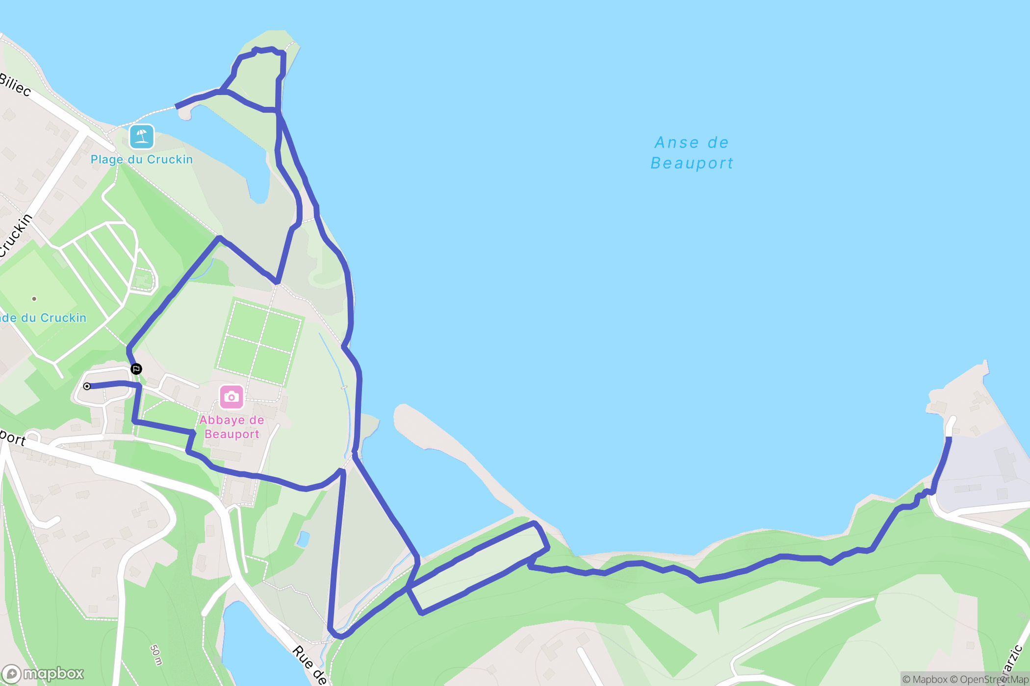 Paimpol : carte du parcours de randonnée - France