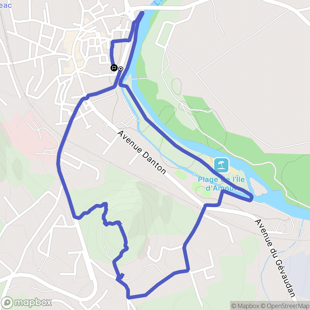 Langeac : carte du parcours de randonnée - France