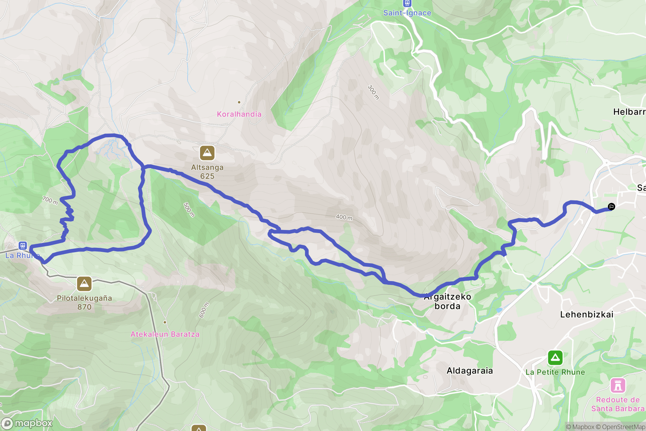 Sare : carte du parcours de randonnée - France
