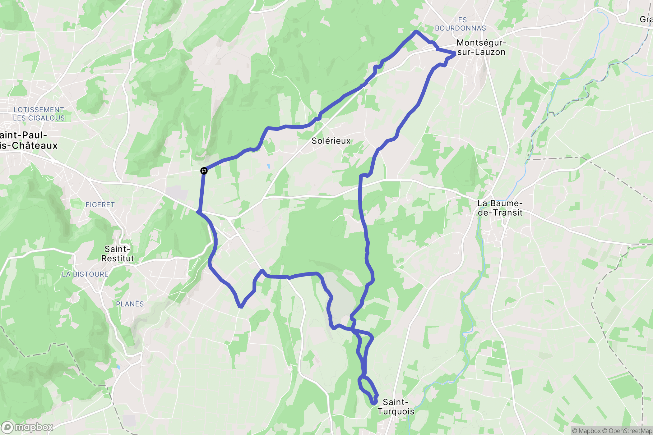 Solérieux : carte du parcours de randonnée - France