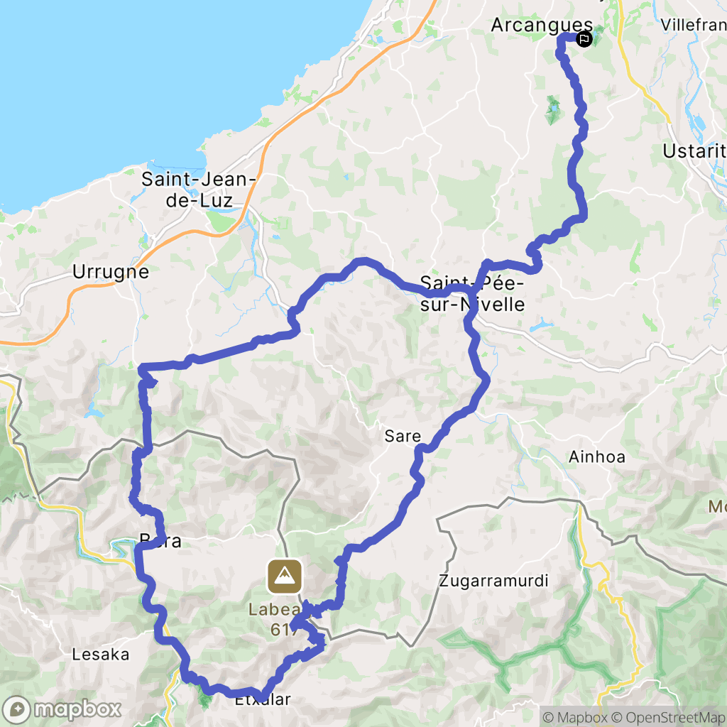 Bassussarry : carte du parcours de randonnée - France