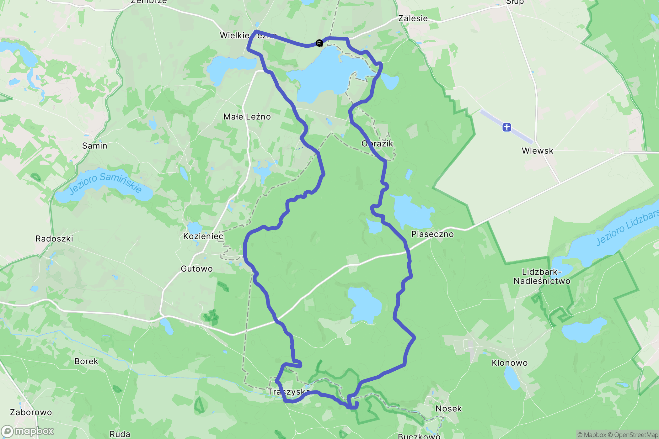 Wielkie Leźno: mapa trasy - Poland