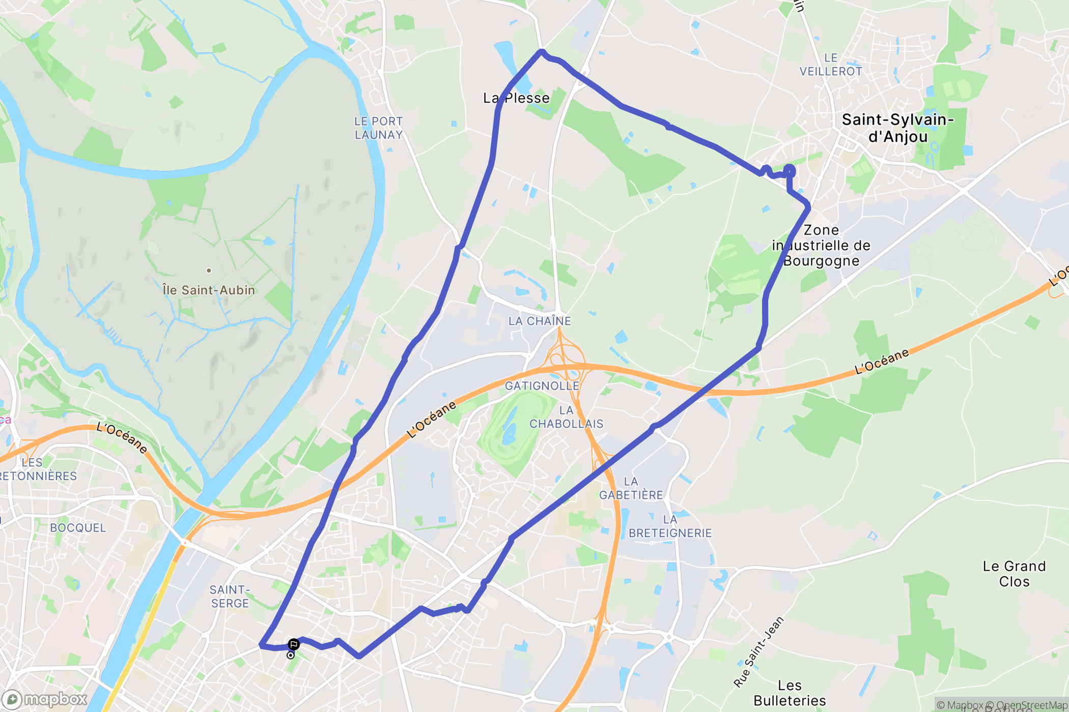Angers : carte du parcours de randonnée - France