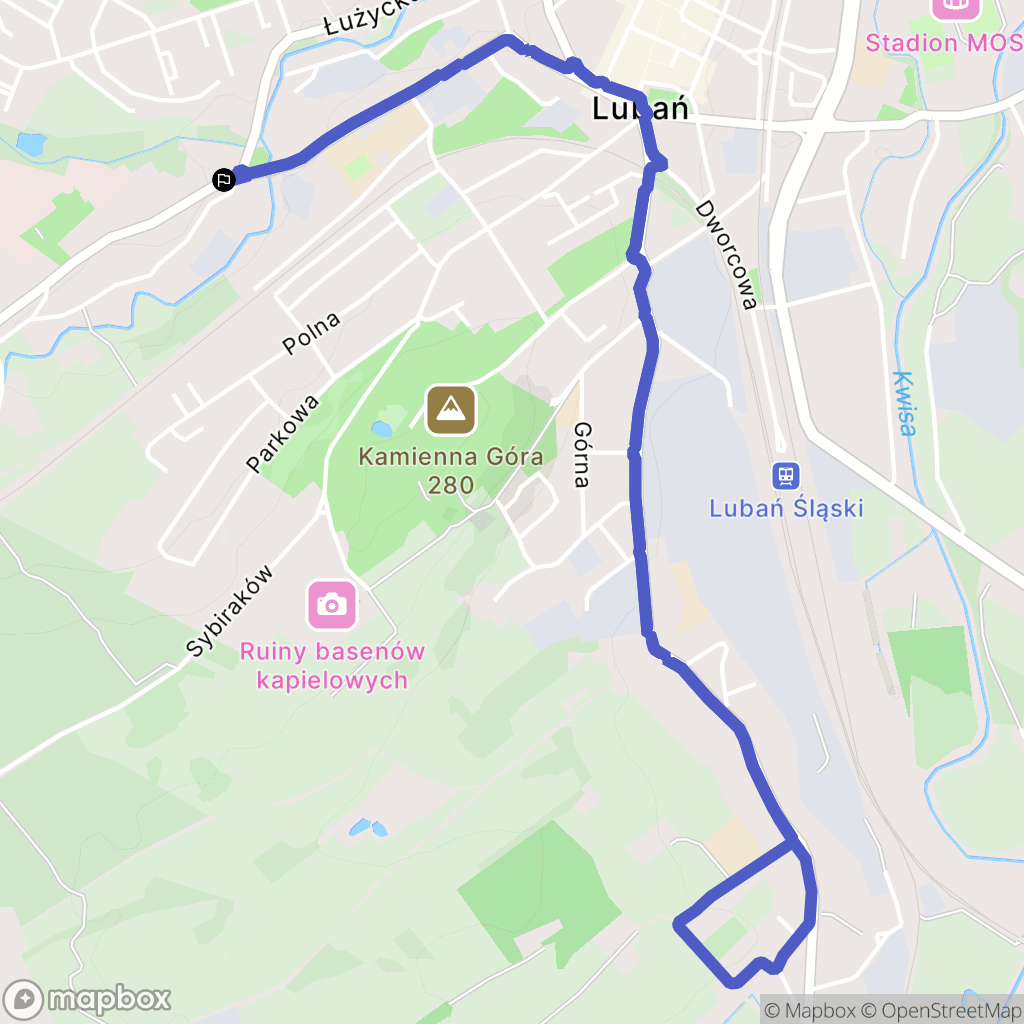 Lubań: mapa trasy - Poland