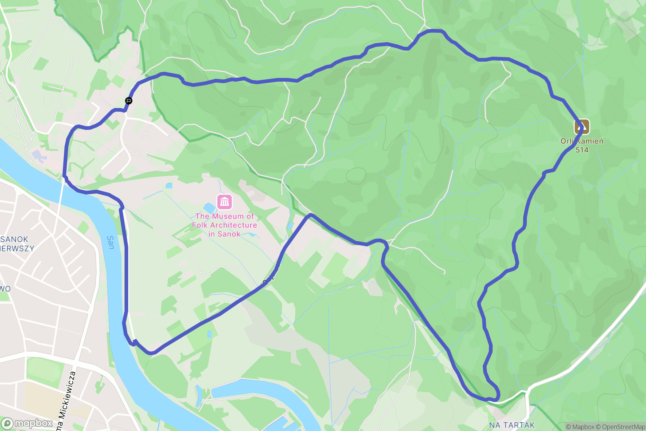 Sanok: mapa trasy - Poland
