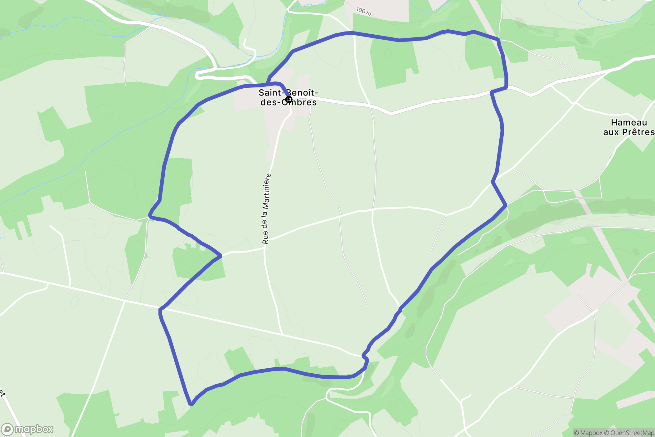 Saint-Benoît-des-Ombres : carte du parcours de randonnée - France