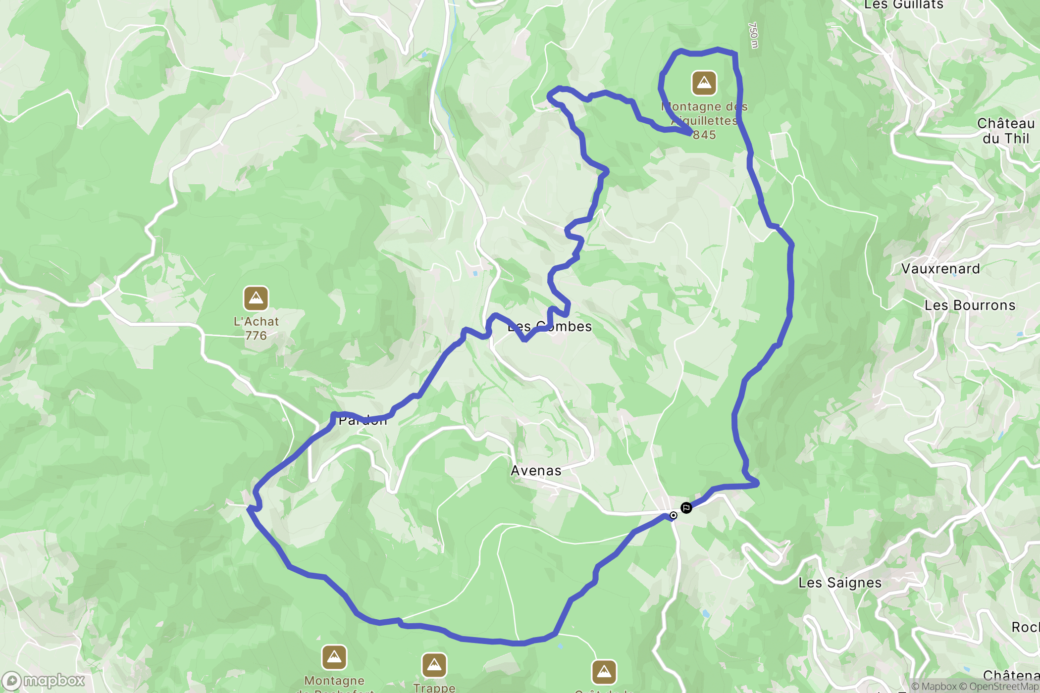 Deux-Grosnes : carte du parcours de randonnée - France