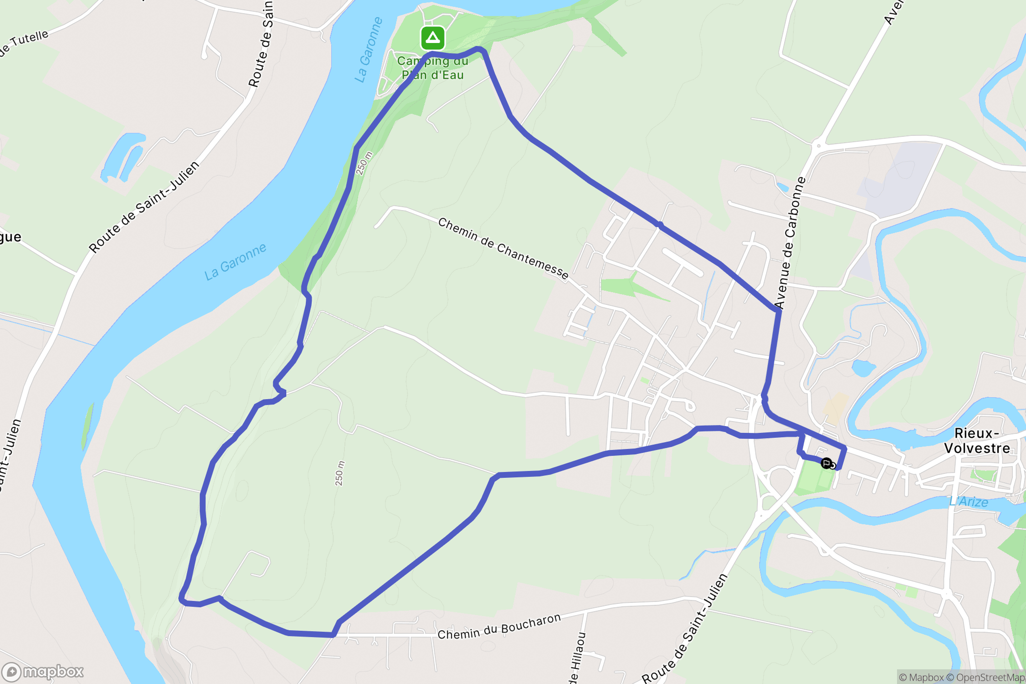 Rieux-Volvestre : carte du parcours de randonnée - France