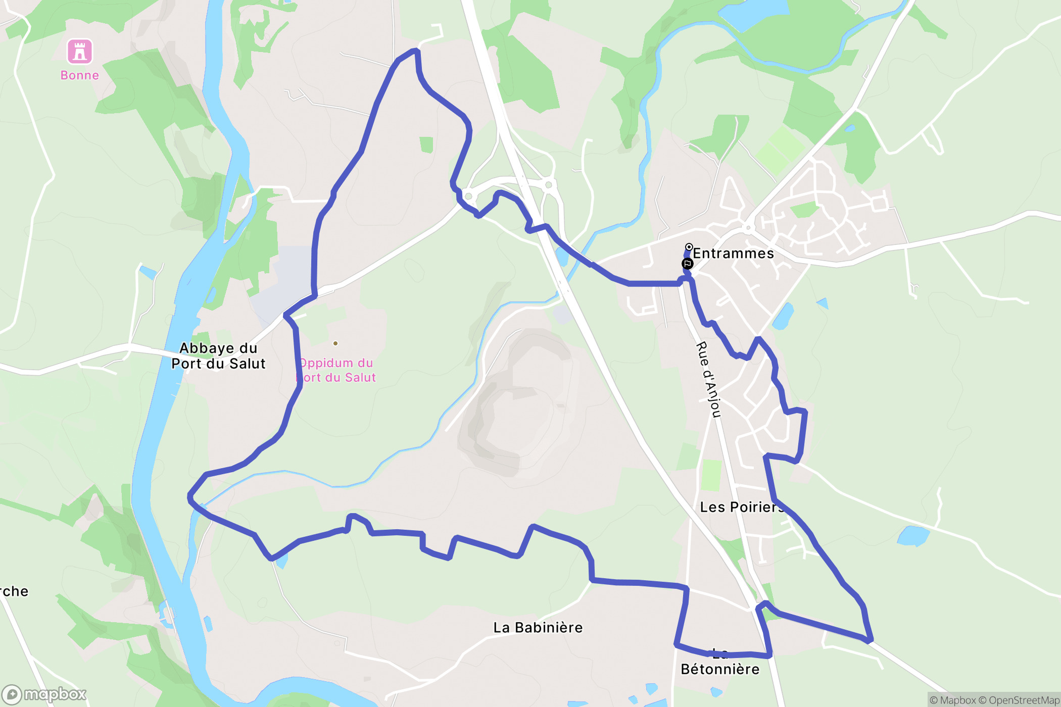 Entrammes : carte du parcours de randonnée - France