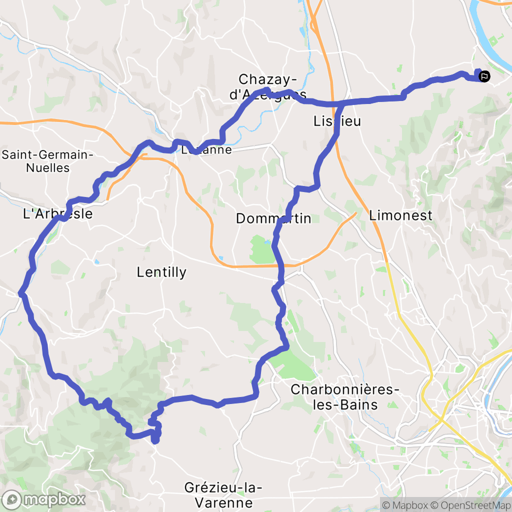 Saint-Germain-au-Mont-d'Or : carte du parcours de randonnée - France