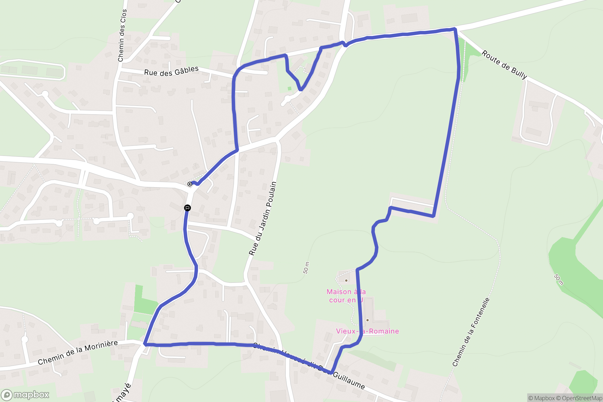 Vieux : carte du parcours de randonnée - France