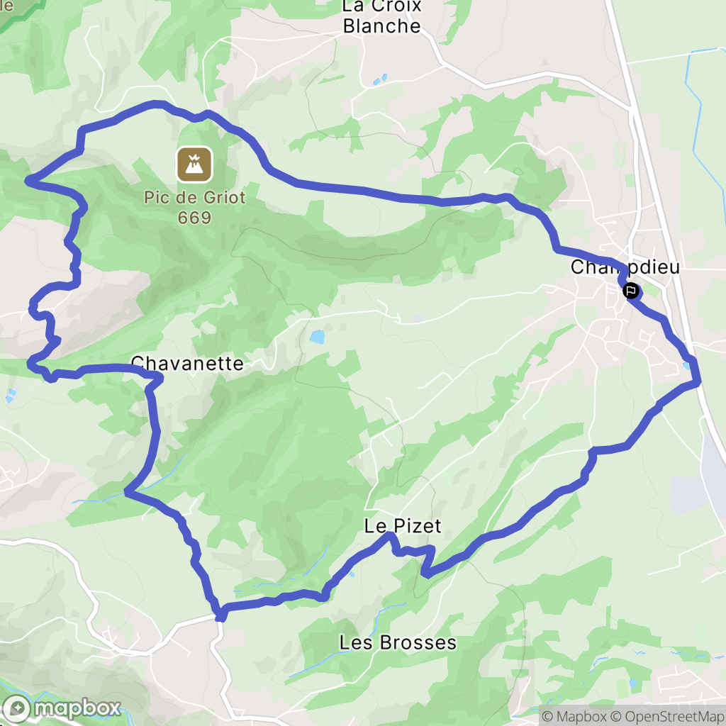 Champdieu : carte du parcours de randonnée - France
