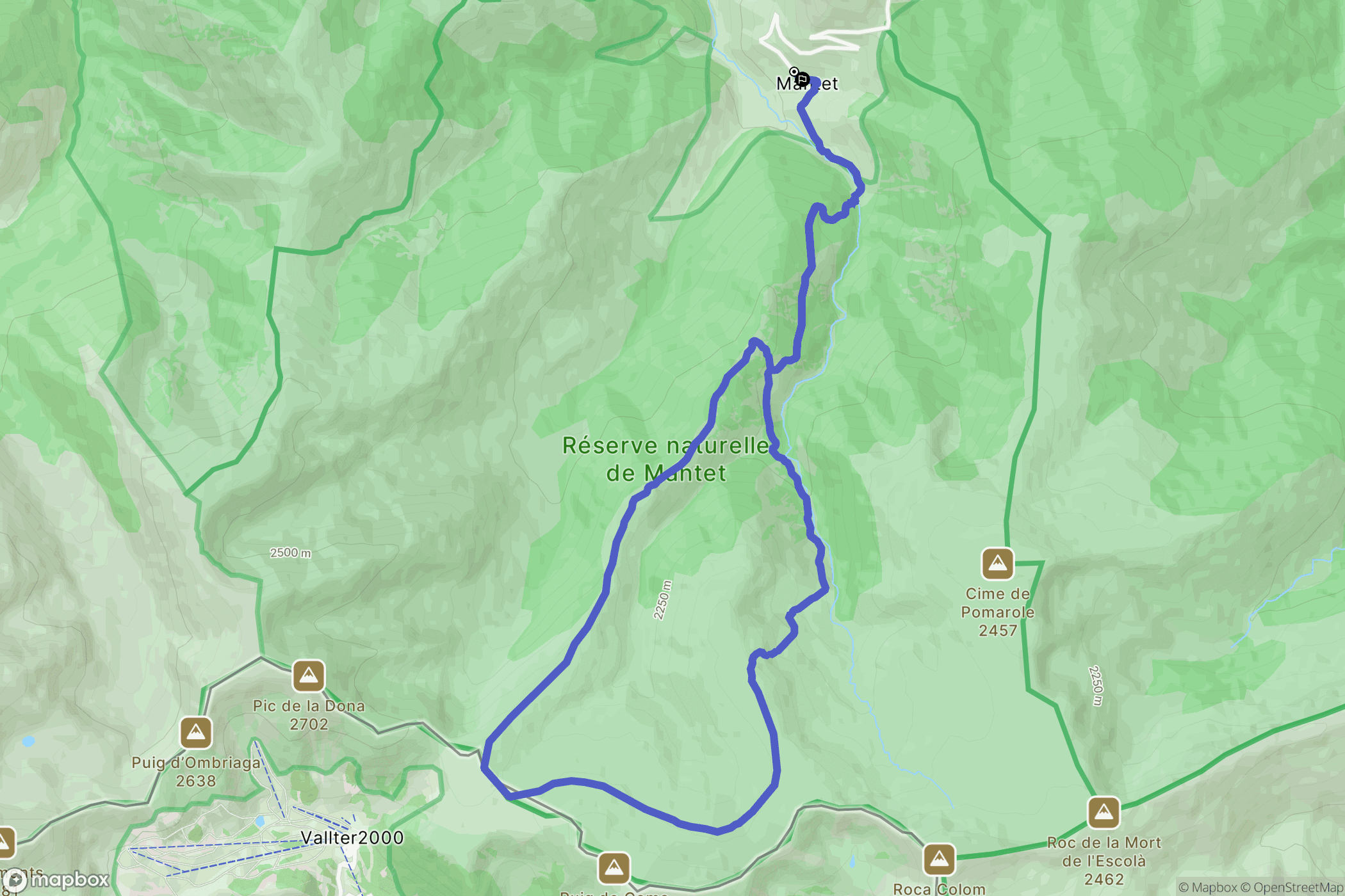 Mantet : carte du parcours de randonnée - France