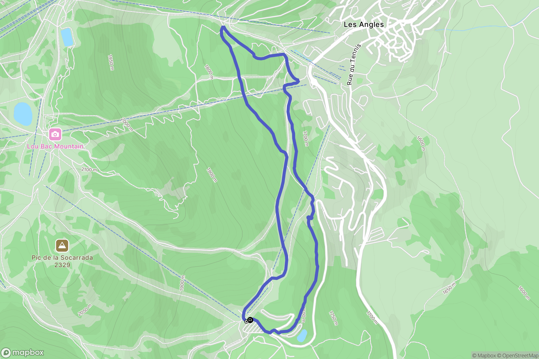 Les Angles : carte du parcours de randonnée - France