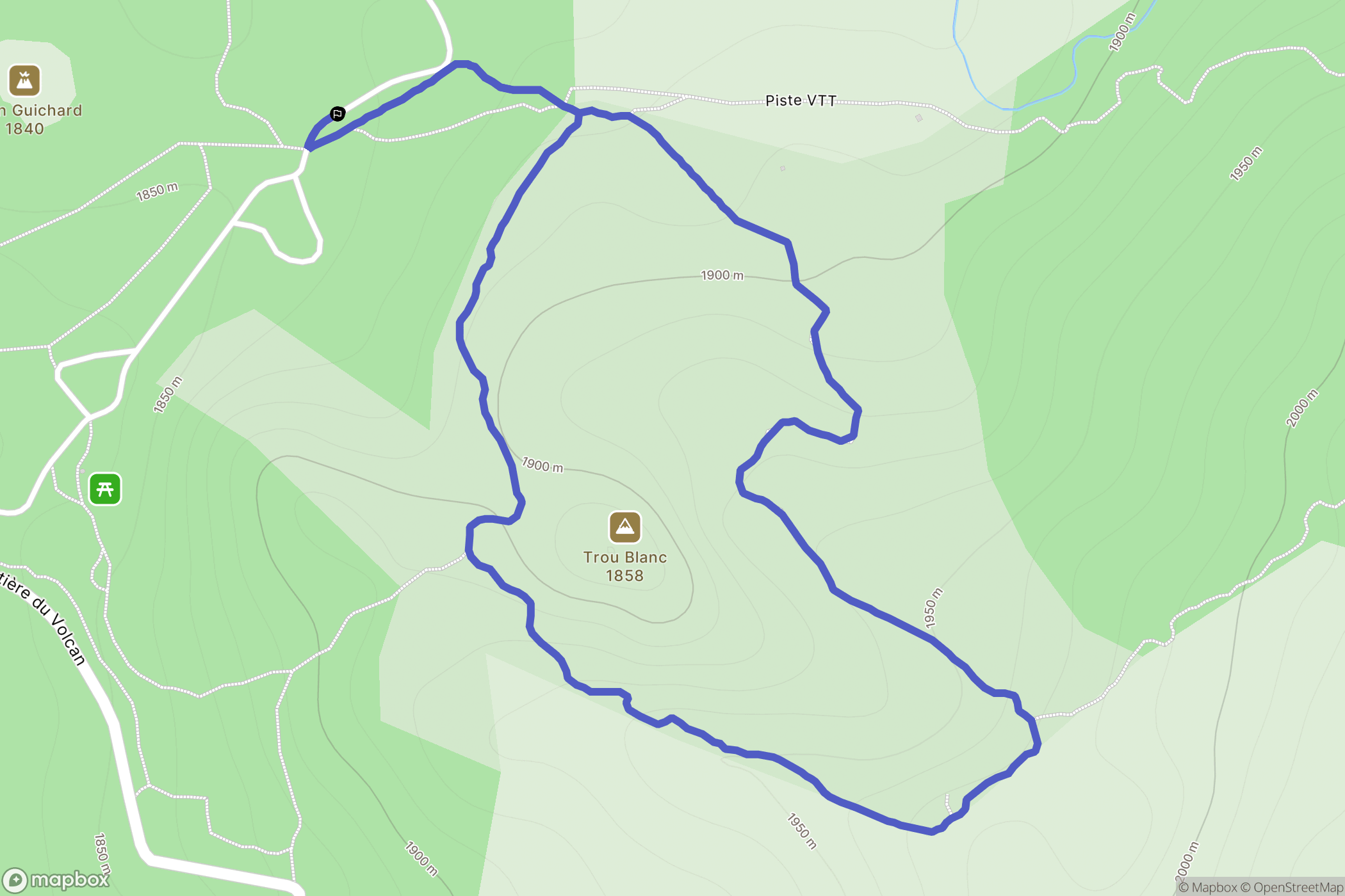 Le Tampon : carte du parcours de randonnée - France