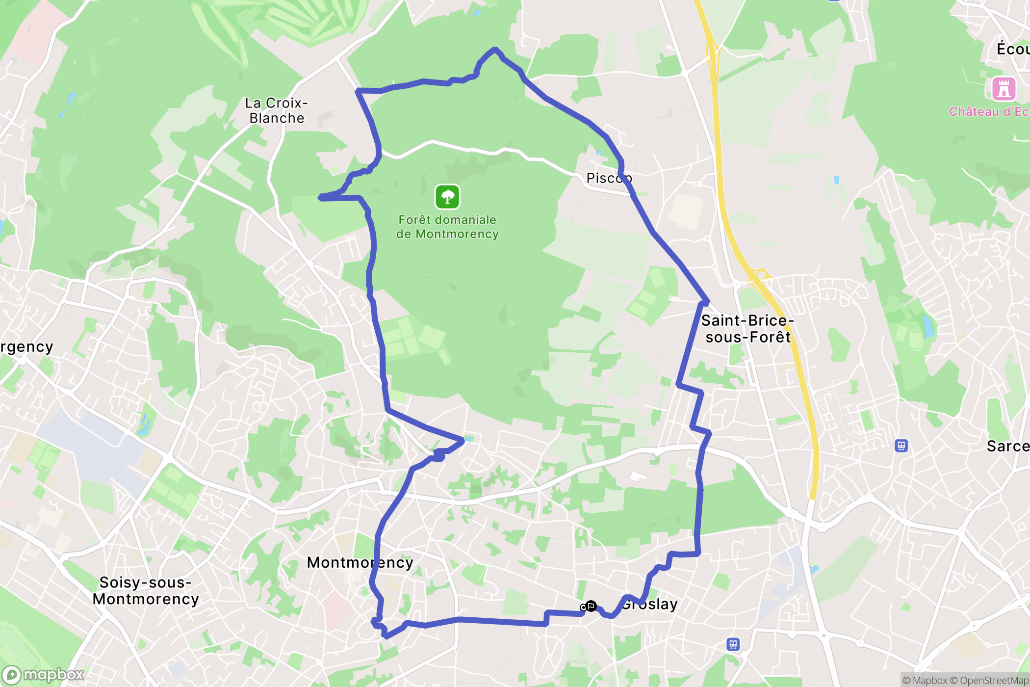 Groslay : carte du parcours de randonnée - France