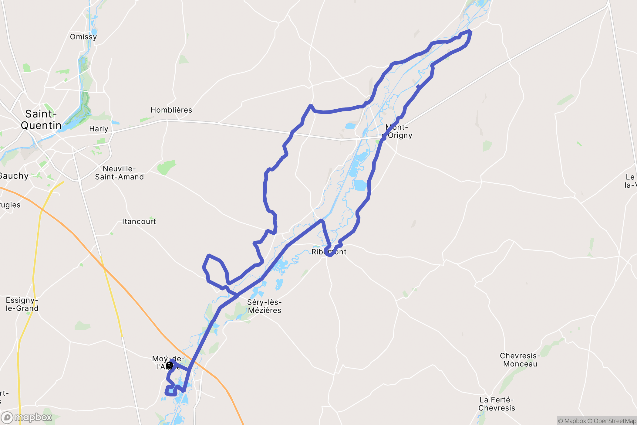 Moÿ-de-l'Aisne : carte du parcours de randonnée - France