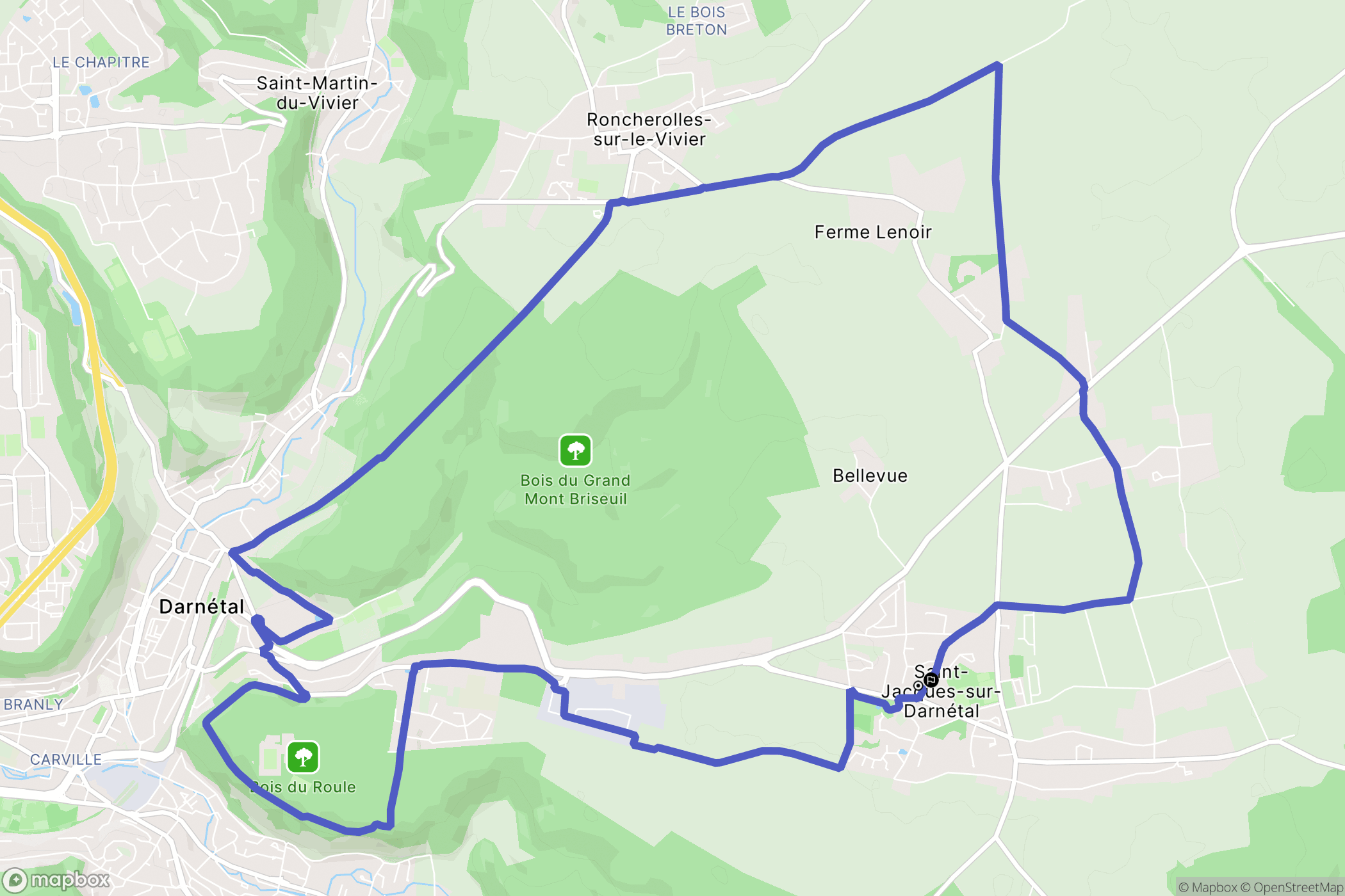 Saint-Jacques-sur-Darnétal : carte du parcours de randonnée - France