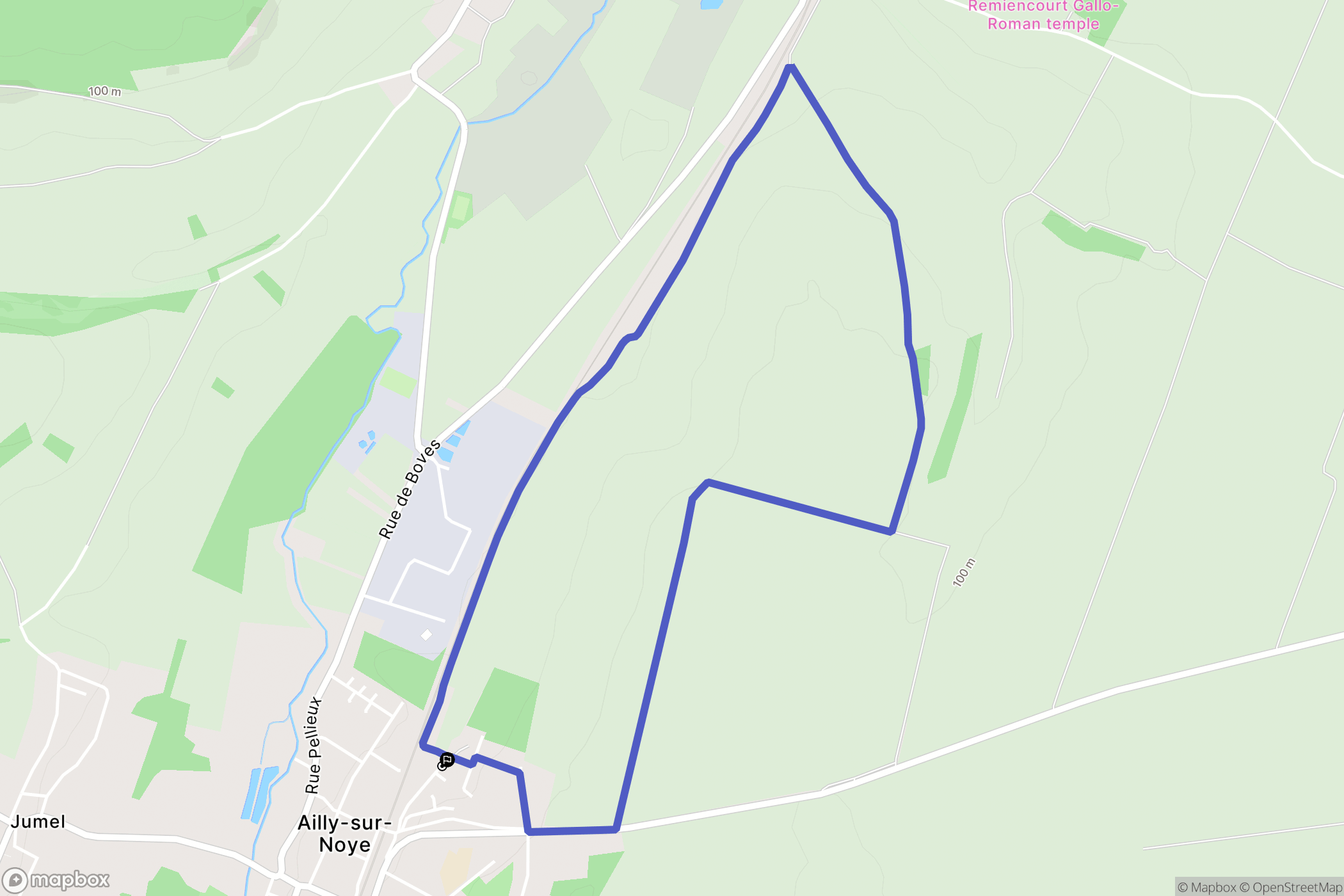 Ailly-sur-Noye : carte du parcours de randonnée - France