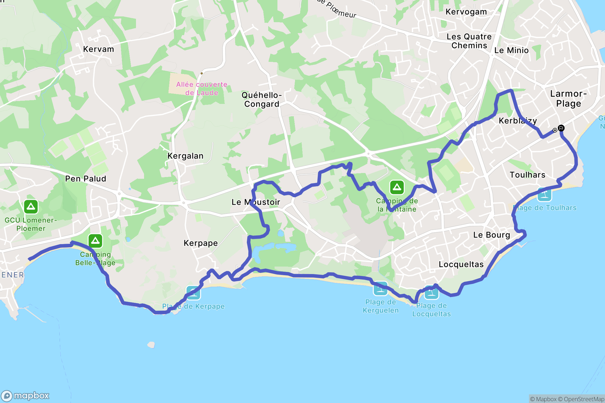 Larmor-Plage : carte du parcours de randonnée - France