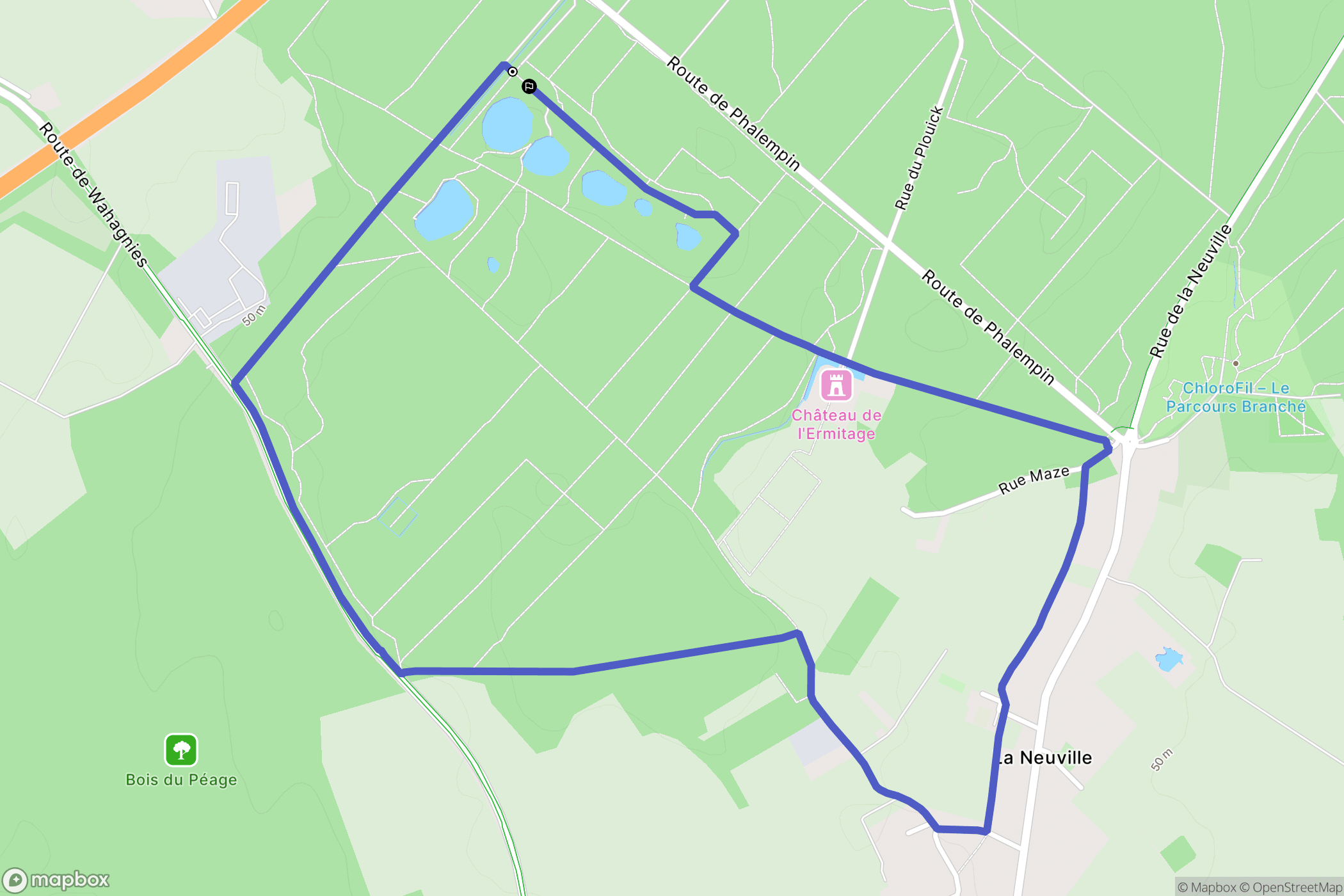 Phalempin : carte du parcours de randonnée - France