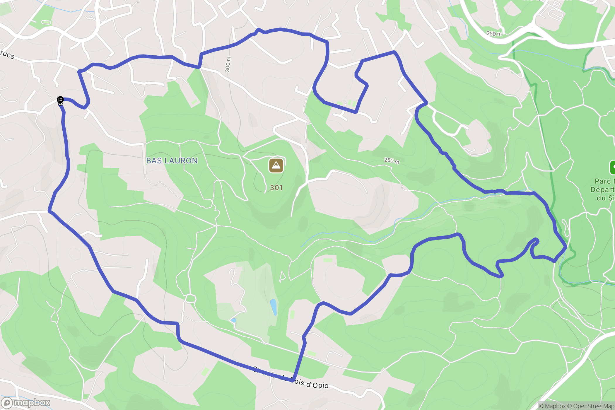 Opio : carte du parcours de randonnée - France