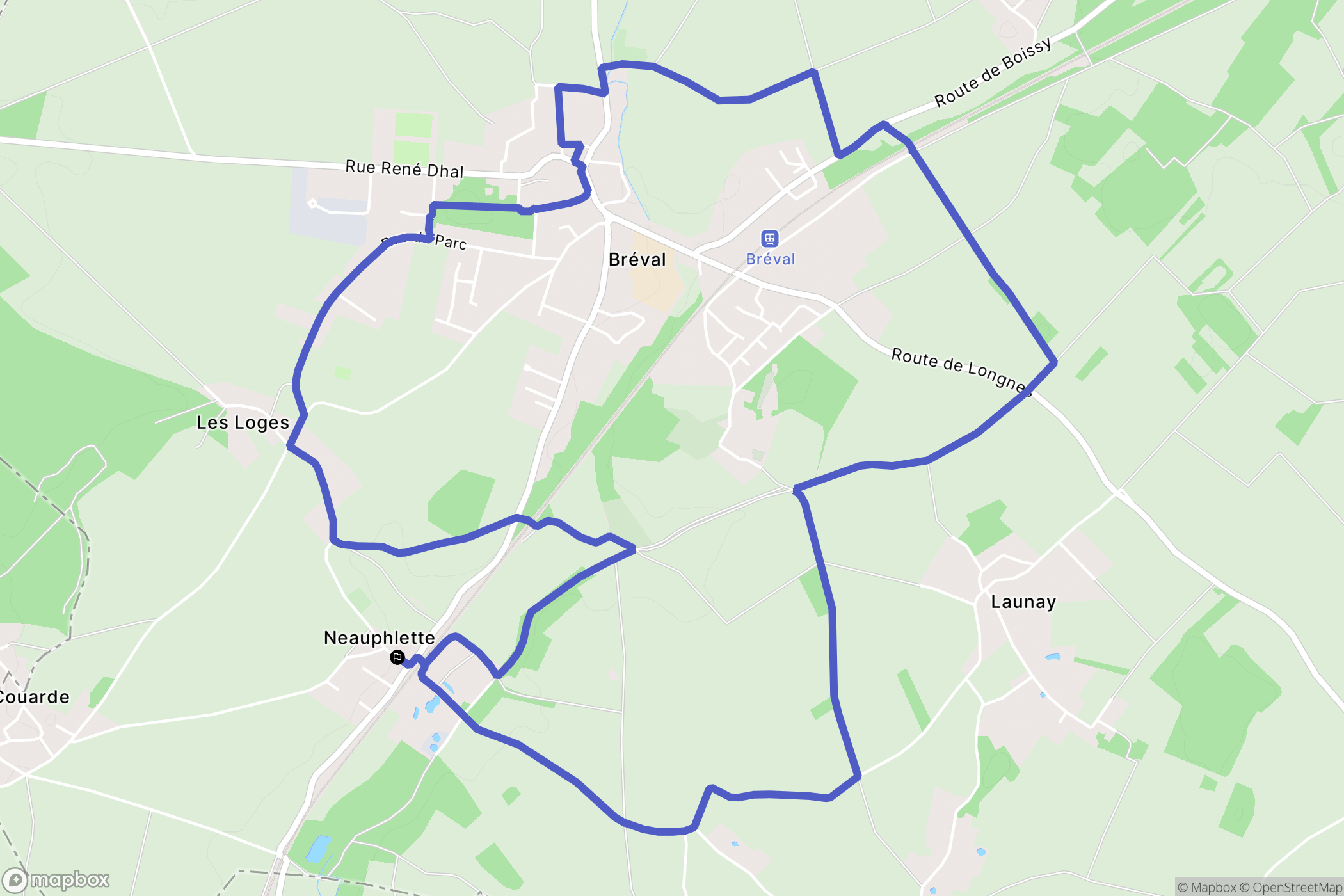Neauphlette : carte du parcours de randonnée - France