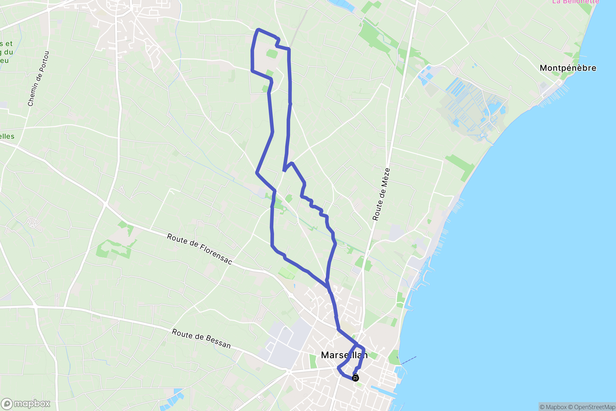 Marseillan : carte du parcours de randonnée - France