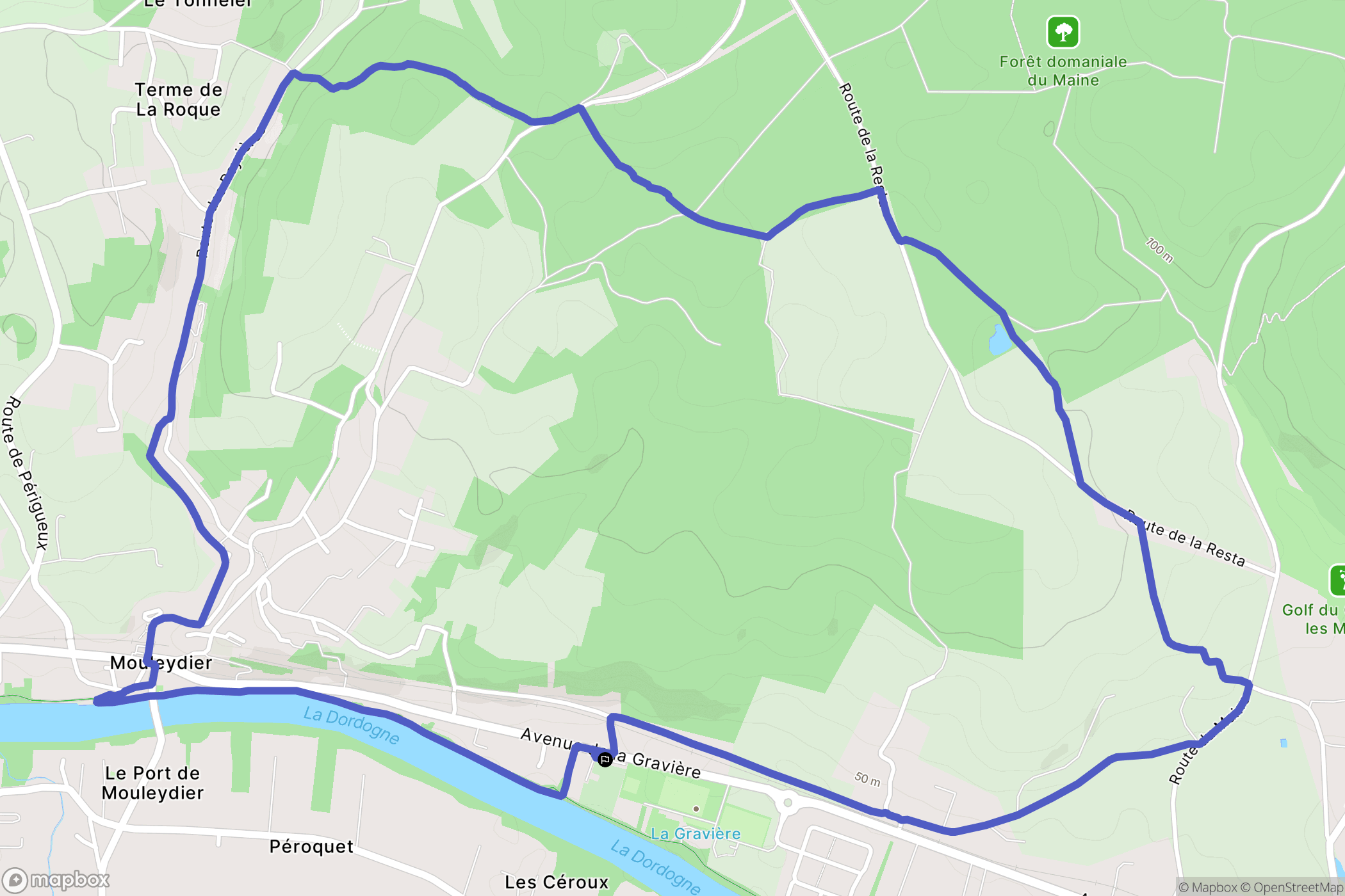 Mouleydier : carte du parcours de randonnée - France