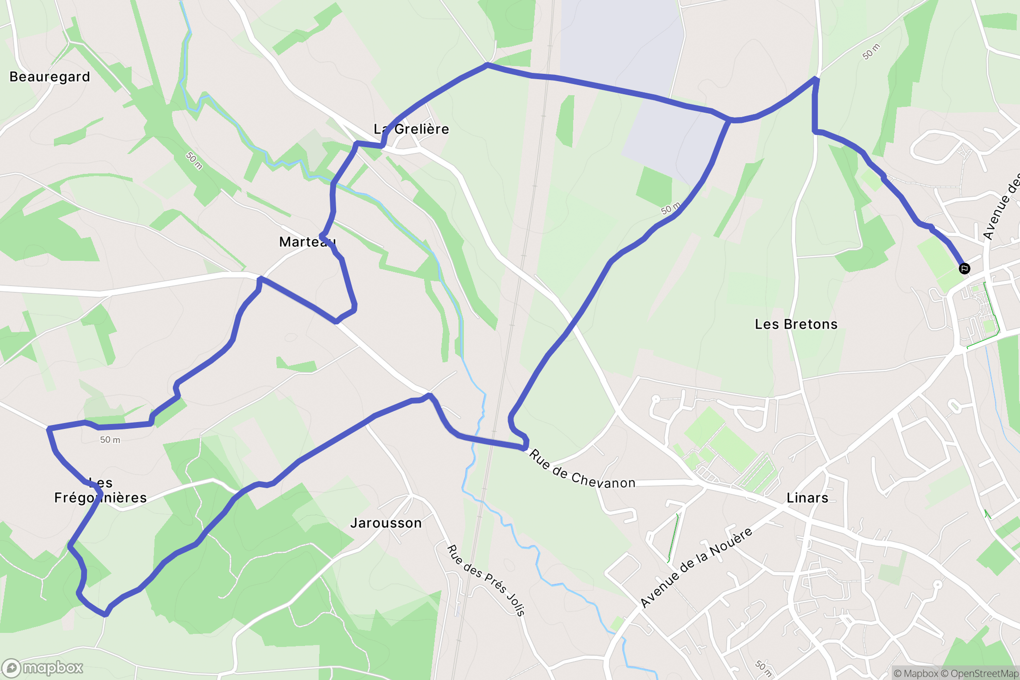 Fléac : carte du parcours de randonnée - France