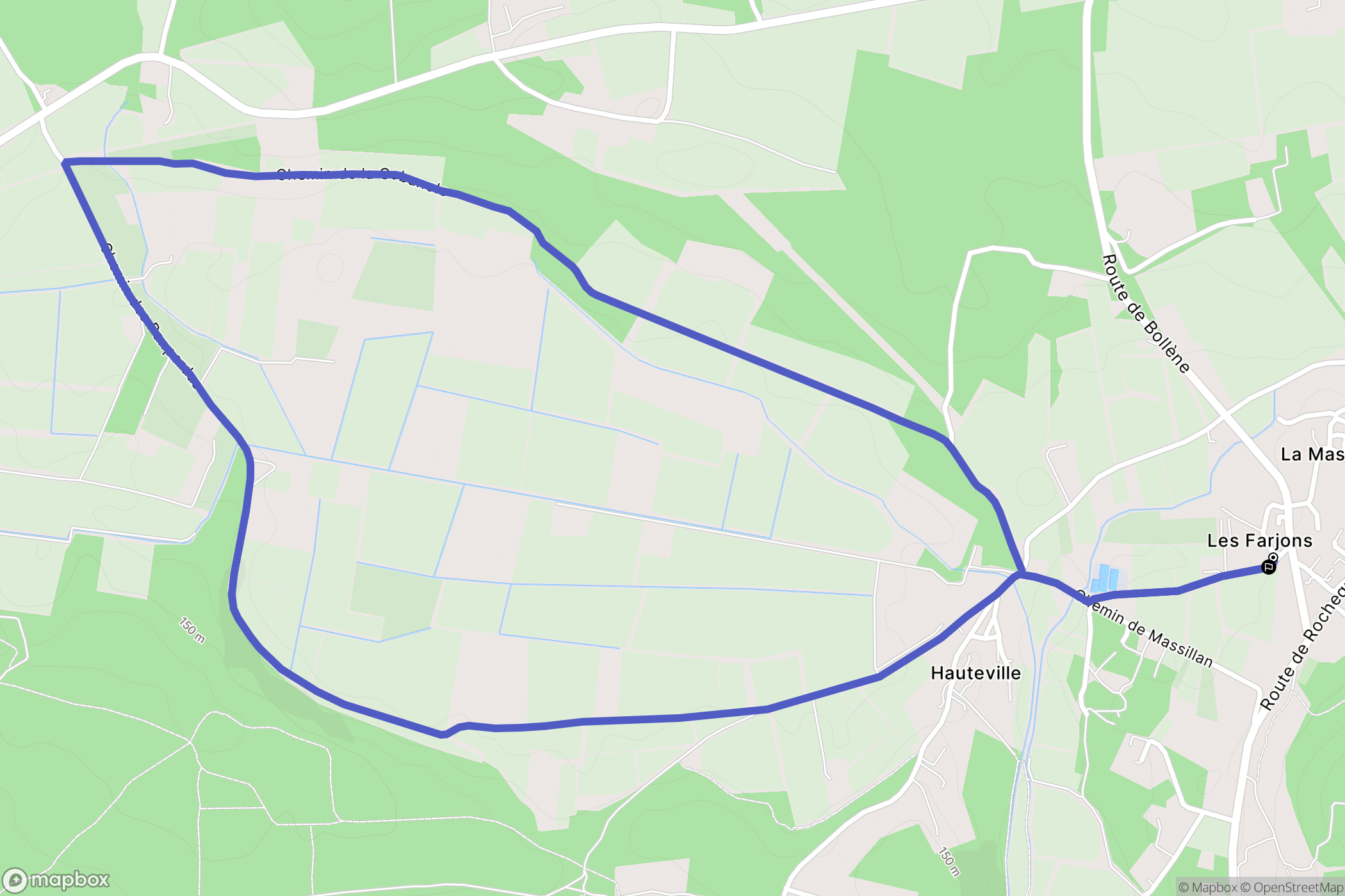 Uchaux : carte du parcours de randonnée - France