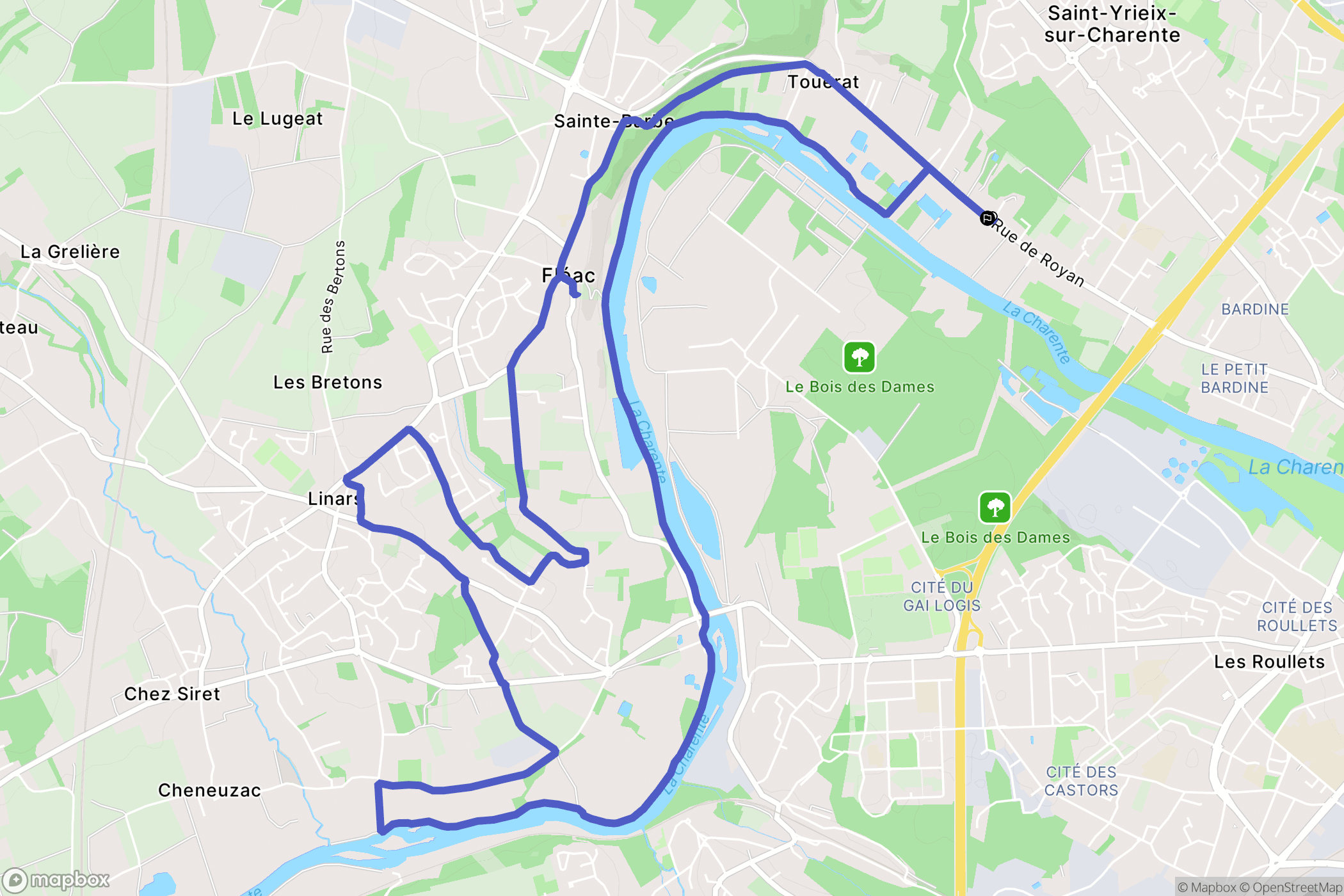 Saint-Yrieix-sur-Charente : carte du parcours de randonnée - France