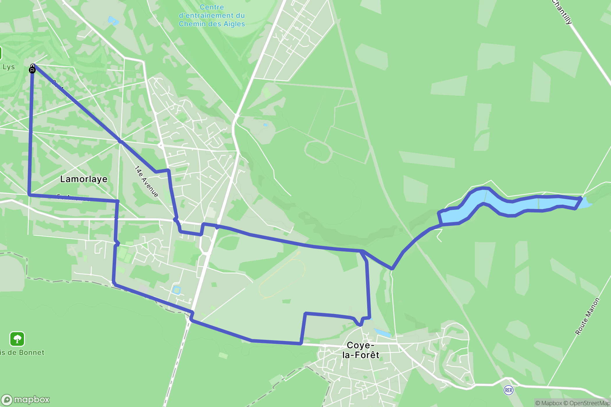 Lamorlaye : carte du parcours de randonnée - France