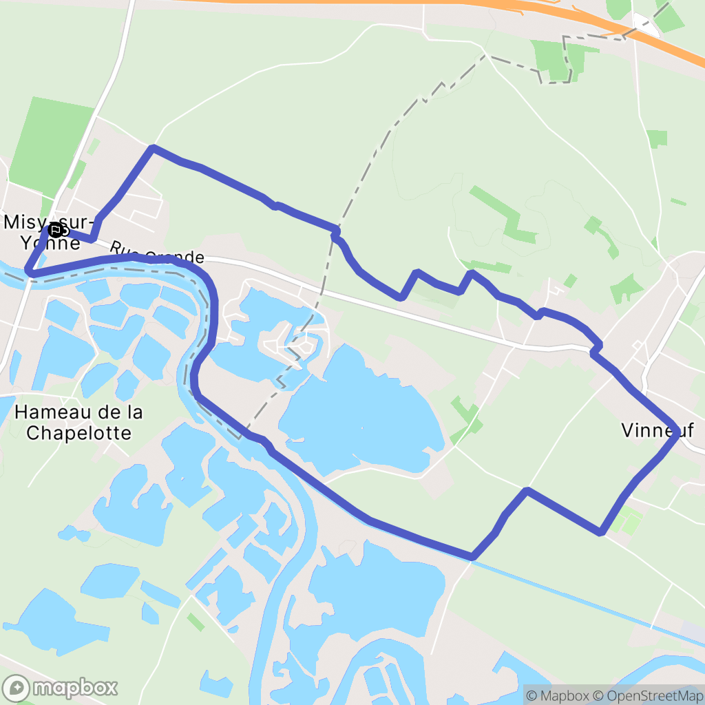 Misy-sur-Yonne : carte du parcours de randonnée - France