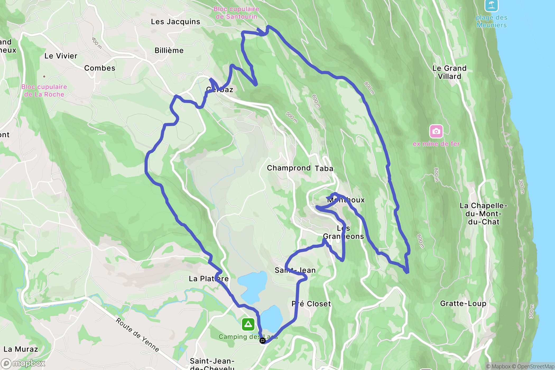 Saint-Jean-de-Chevelu : carte du parcours de randonnée - France