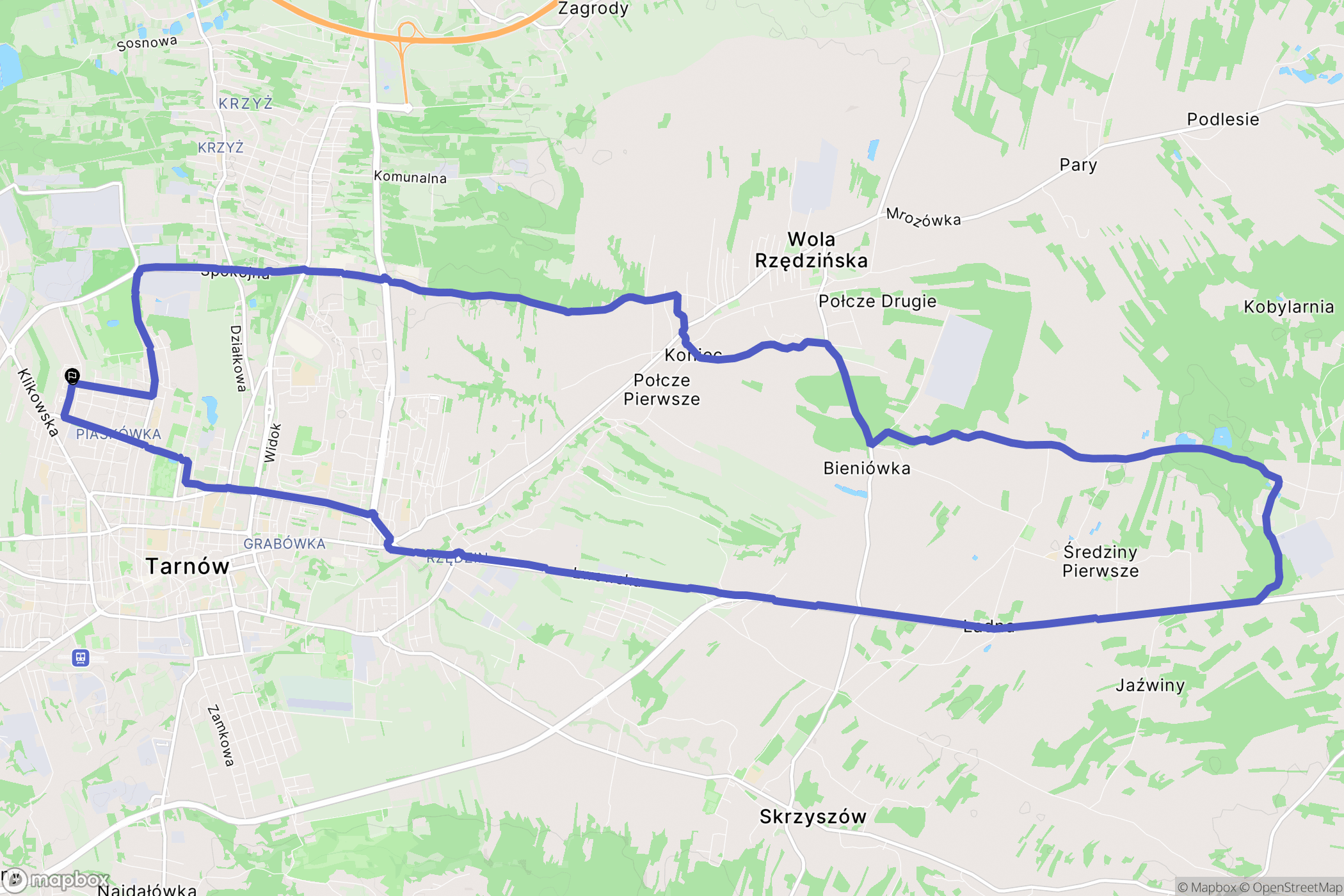Tarnów: mapa trasy - Poland